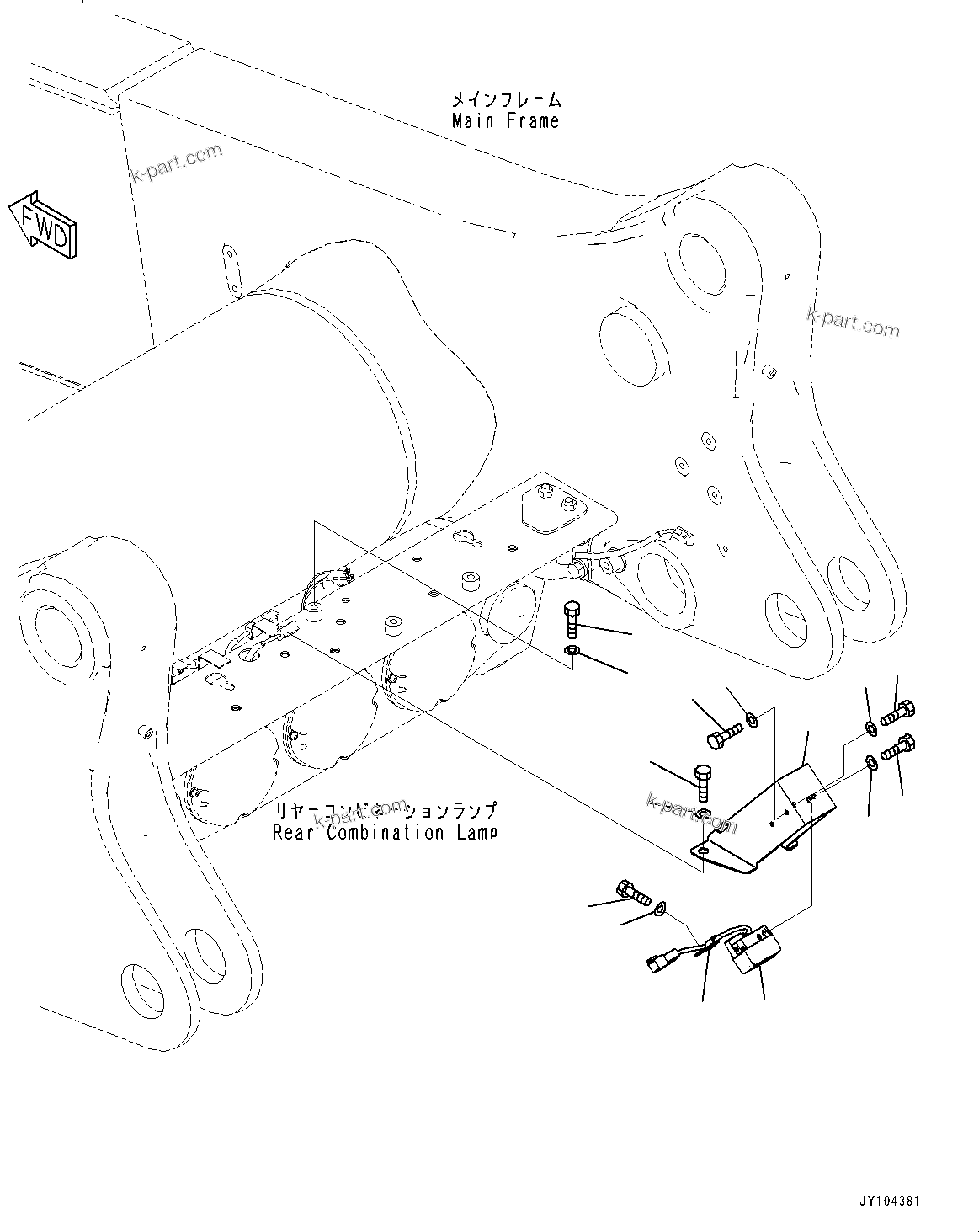 Komatsu parts book diagram for HD785-8E0 S/N 55001-UP: REAR COMBINATION LAMP AND BACKUP ALARM, REAR CAMERA(#55001-)