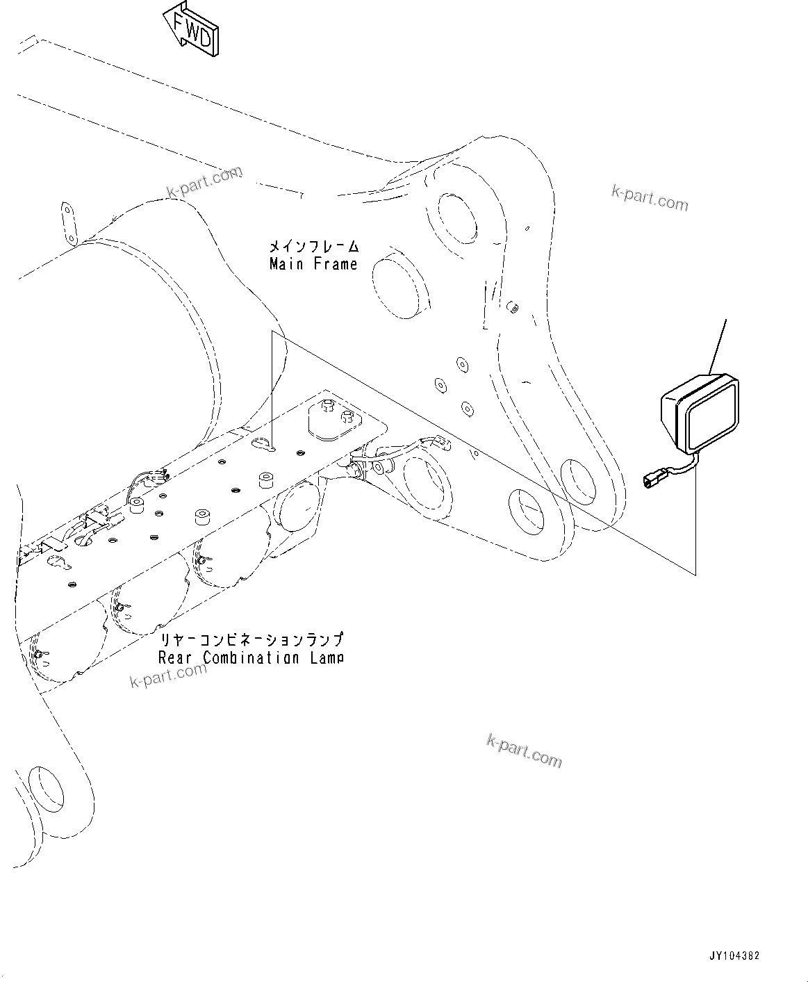 Komatsu parts book diagram for HD785-8E0 S/N 55001-UP: REAR COMBINATION LAMP AND BACKUP ALARM, LAMP(#55001-)