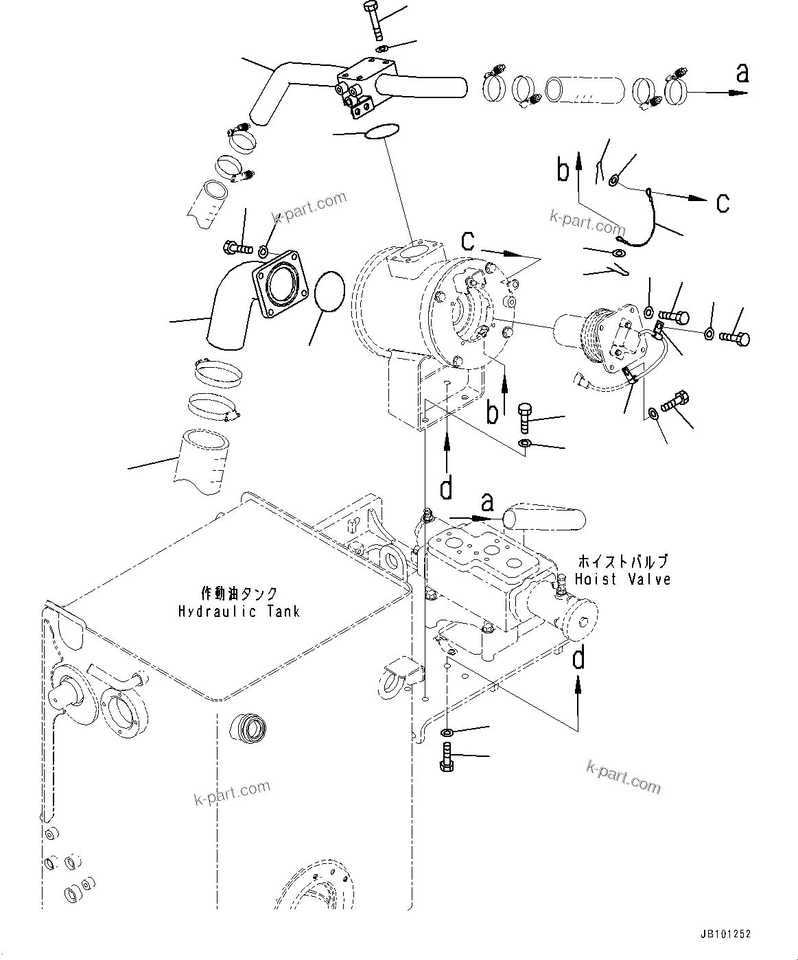 Komatsu parts book diagram for HD785-8E0 S/N 55001-UP: HYDRAULIC TANK, TUBE (1/3)(#55001-55018)