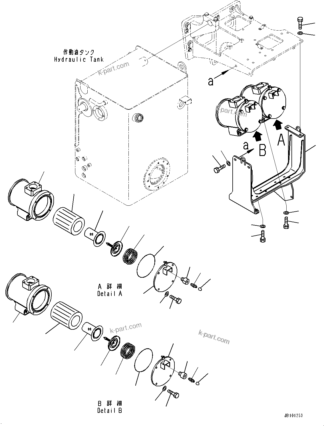 Komatsu parts book diagram for HD785-8E0 S/N 55001-UP: HYDRAULIC TANK, CASE (2/2)(#55001-)