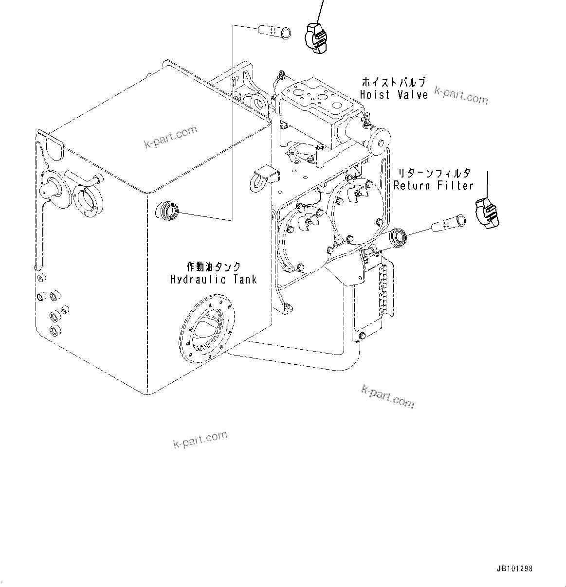 Komatsu parts book diagram for HD785-8E0 S/N 55001-UP: HYDRAULIC TANK, CAP(#55001-)