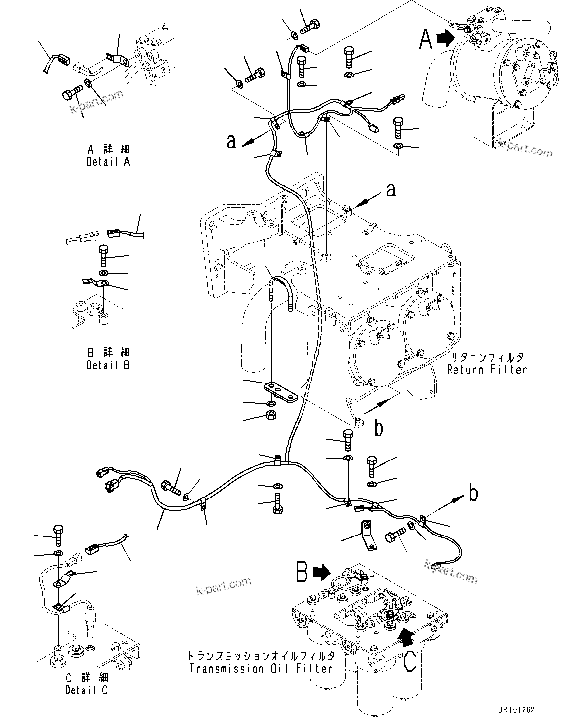 Komatsu parts book diagram for HD785-8E0 S/N 55001-UP: HYDRAULIC TANK, WIRING HARNESS AND MOUNTING(#55001-)