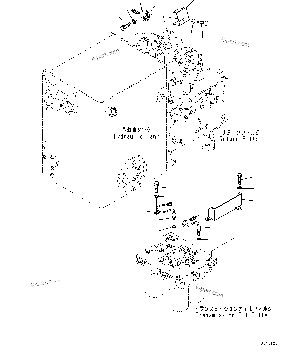 Komatsu parts book diagram for HD785-8E0 S/N 55001-UP: HYDRAULIC TANK, SENSOR(#55001-55018)