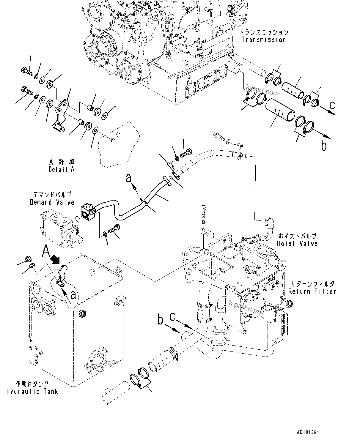 Komatsu parts book diagram for HD785-8E0 S/N 55001-UP: HYDRAULIC TANK, PIPING AND MOUNTING(#55001-)