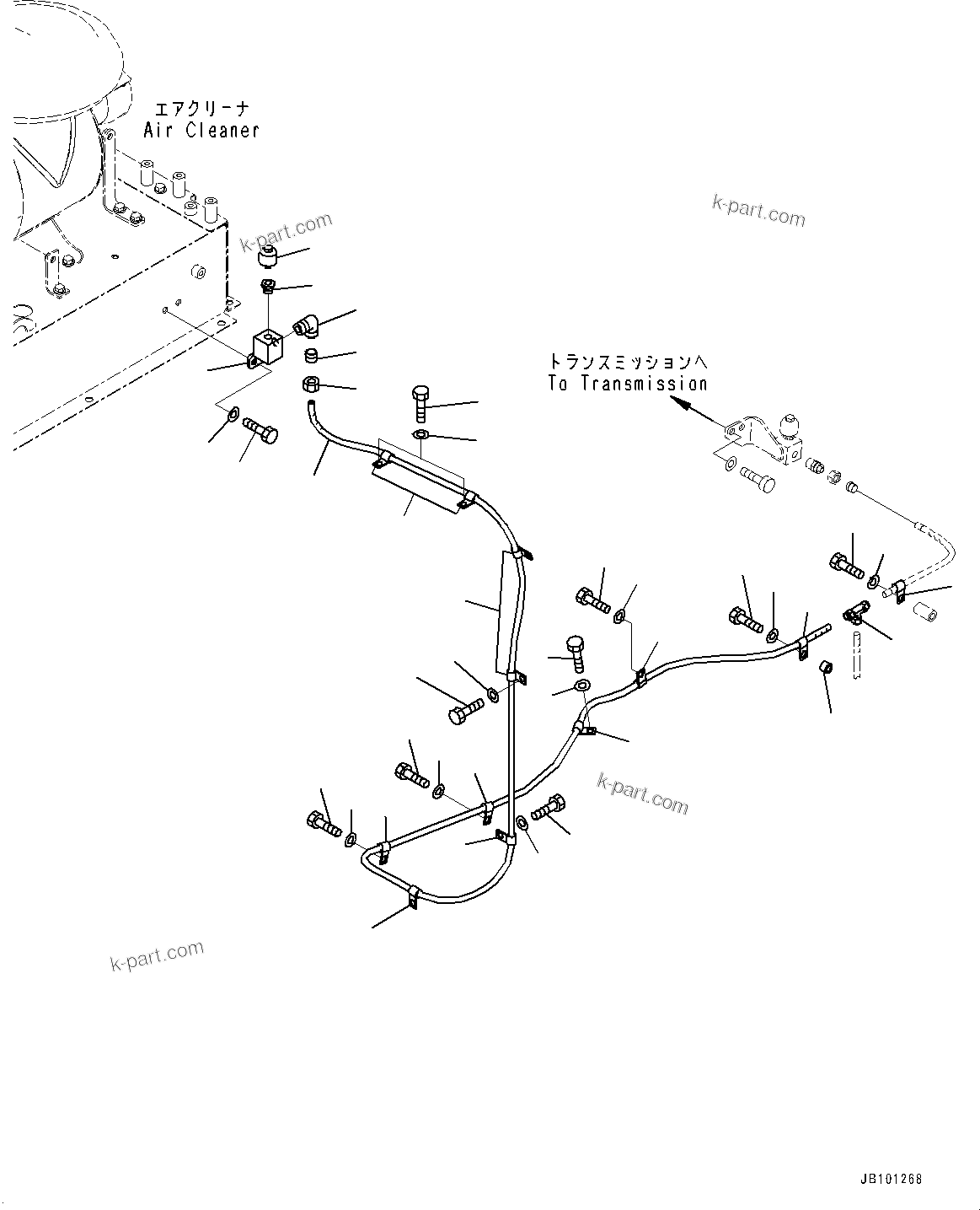 Komatsu parts book diagram for HD785-8E0 S/N 55001-UP: TRANSMISSION PIPING, BREATHER PIPING(#55001-)
