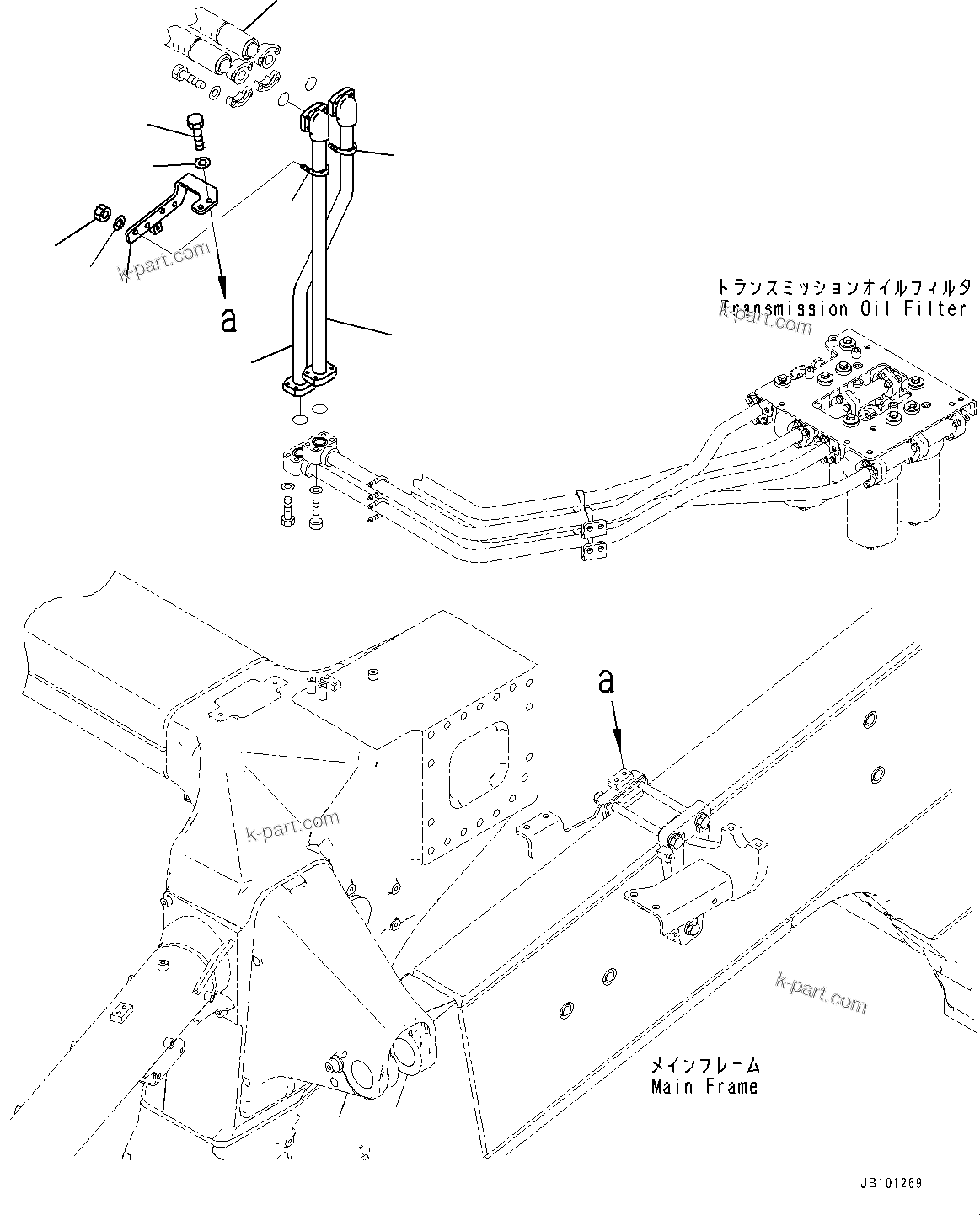 Komatsu parts book diagram for HD785-8E0 S/N 55001-UP: TRANSMISSION PIPING, TRANSMISSION OIL FILTER PIPING(#55001-)