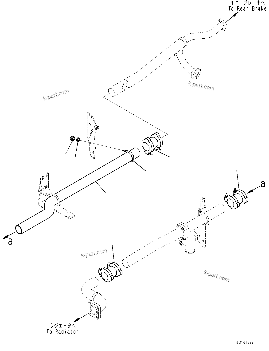 Komatsu parts book diagram for HD785-8E0 S/N 55001-UP: BRAKE OIL COOLING HYDRAULIC PIPING, PIPING, R.H.(#55001-)