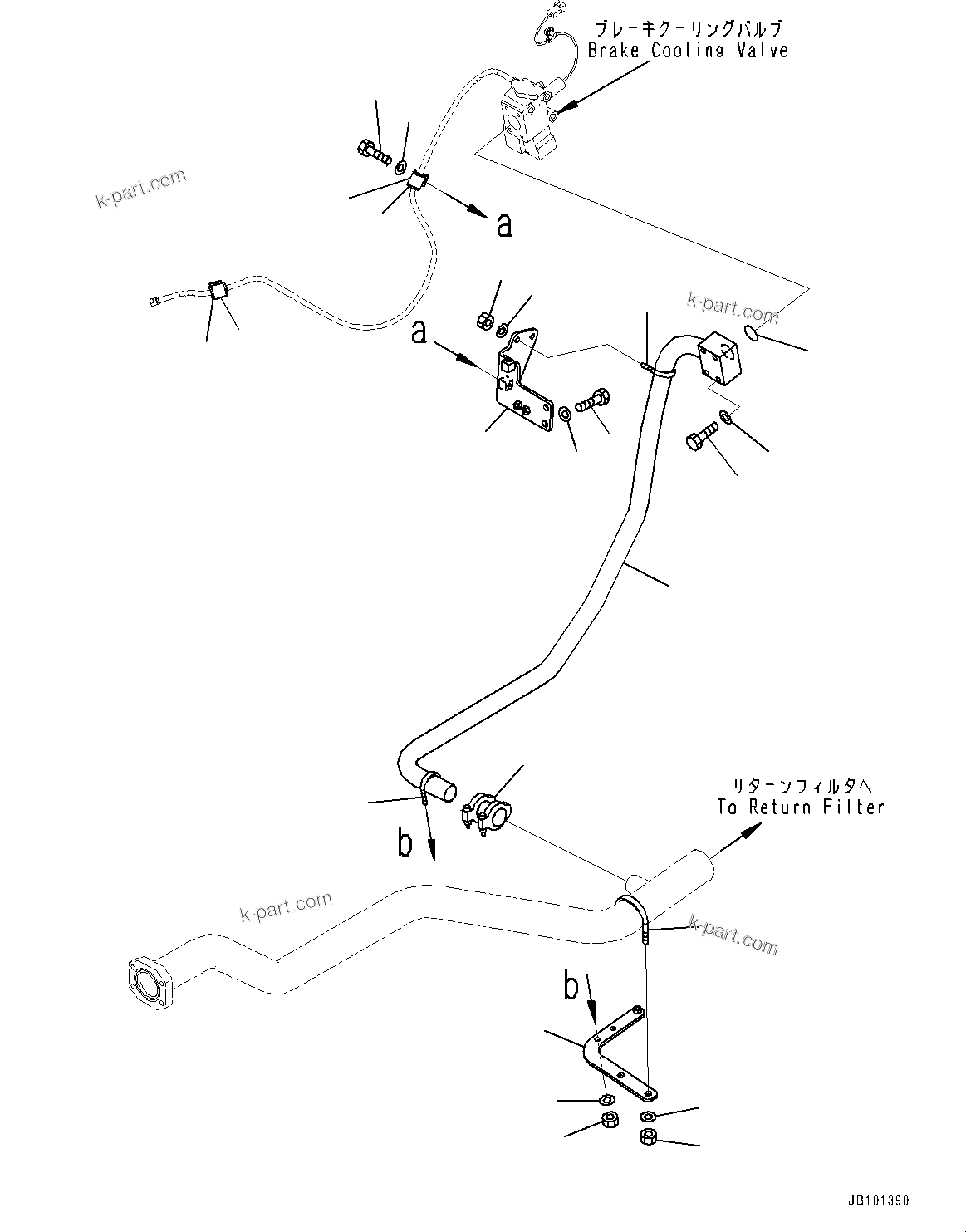 Komatsu parts book diagram for HD785-8E0 S/N 55001-UP: BRAKE OIL COOLING HYDRAULIC PIPING, DRAIN PIPING(#55001-)