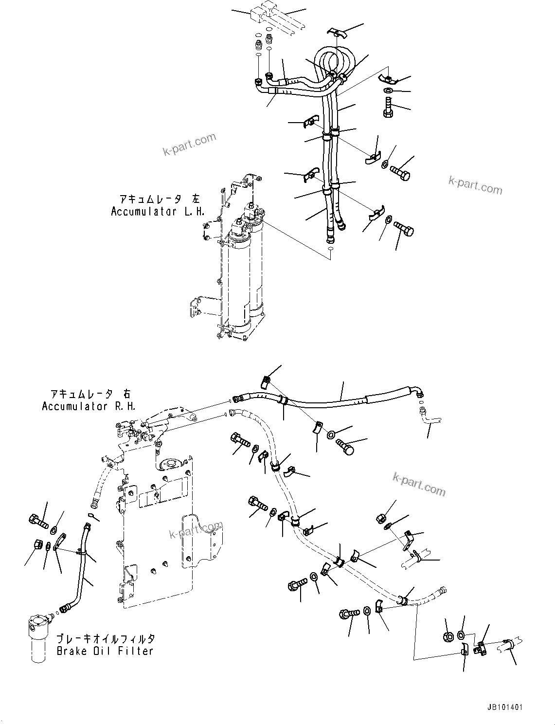 Komatsu parts book diagram for HD785-8E0 S/N 55001-UP: ACCUMULATOR, HOSE (2/2)(#55001-)
