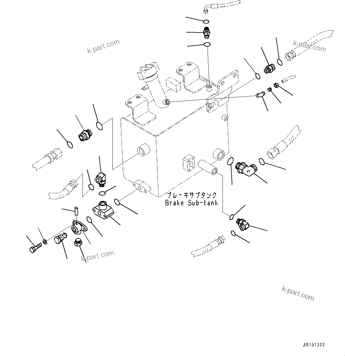 Komatsu parts book diagram for HD785-8E0 S/N 55001-UP: BRAKE PIPING, ADAPTER(#55001-)