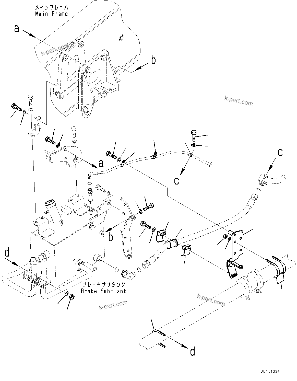 Komatsu parts book diagram for HD785-8E0 S/N 55001-UP: BRAKE PIPING, MOUNTING BOLT (1/2)(#55001-)