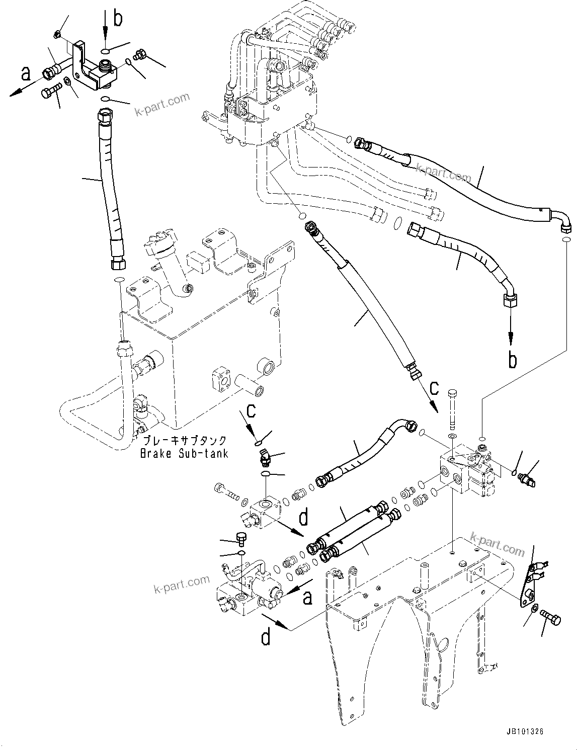Komatsu parts book diagram for HD785-8E0 S/N 55001-UP: BRAKE PIPING, PIPING (6/6)(#55001-)