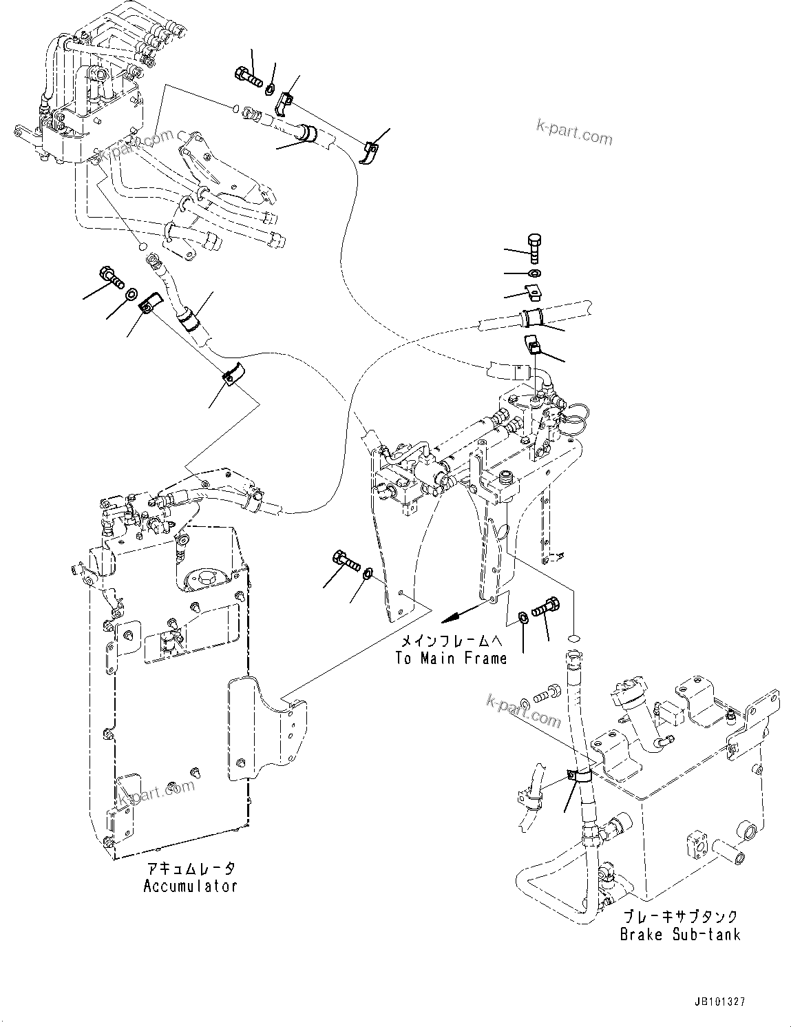 Komatsu parts book diagram for HD785-8E0 S/N 55001-UP: BRAKE PIPING, MOUNTING BOLT (2/2)(#55001-)