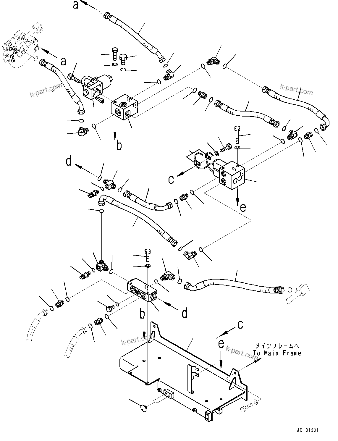 Komatsu parts book diagram for HD785-8E0 S/N 55001-UP: BRAKE PIPING, VALVE ASSEMBLY (2/2)(#55001-)