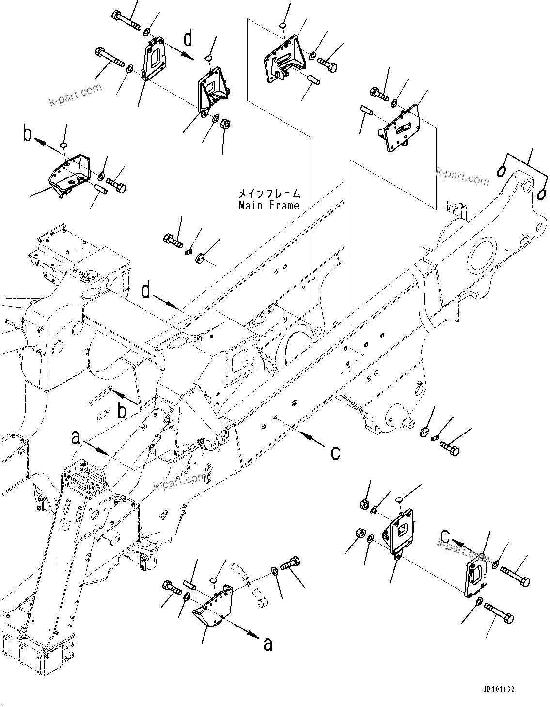 Komatsu parts book diagram for HD785-8E0 S/N 55001-UP: MAIN FRAME, MOUNTING BRACKET(#55001-)