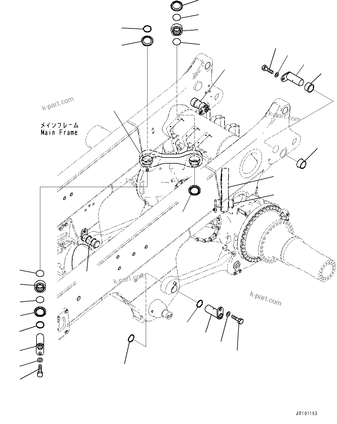 Komatsu parts book diagram for HD785-8E0 S/N 55001-UP: MAIN FRAME, AXLE SUPPORT(#55001-)