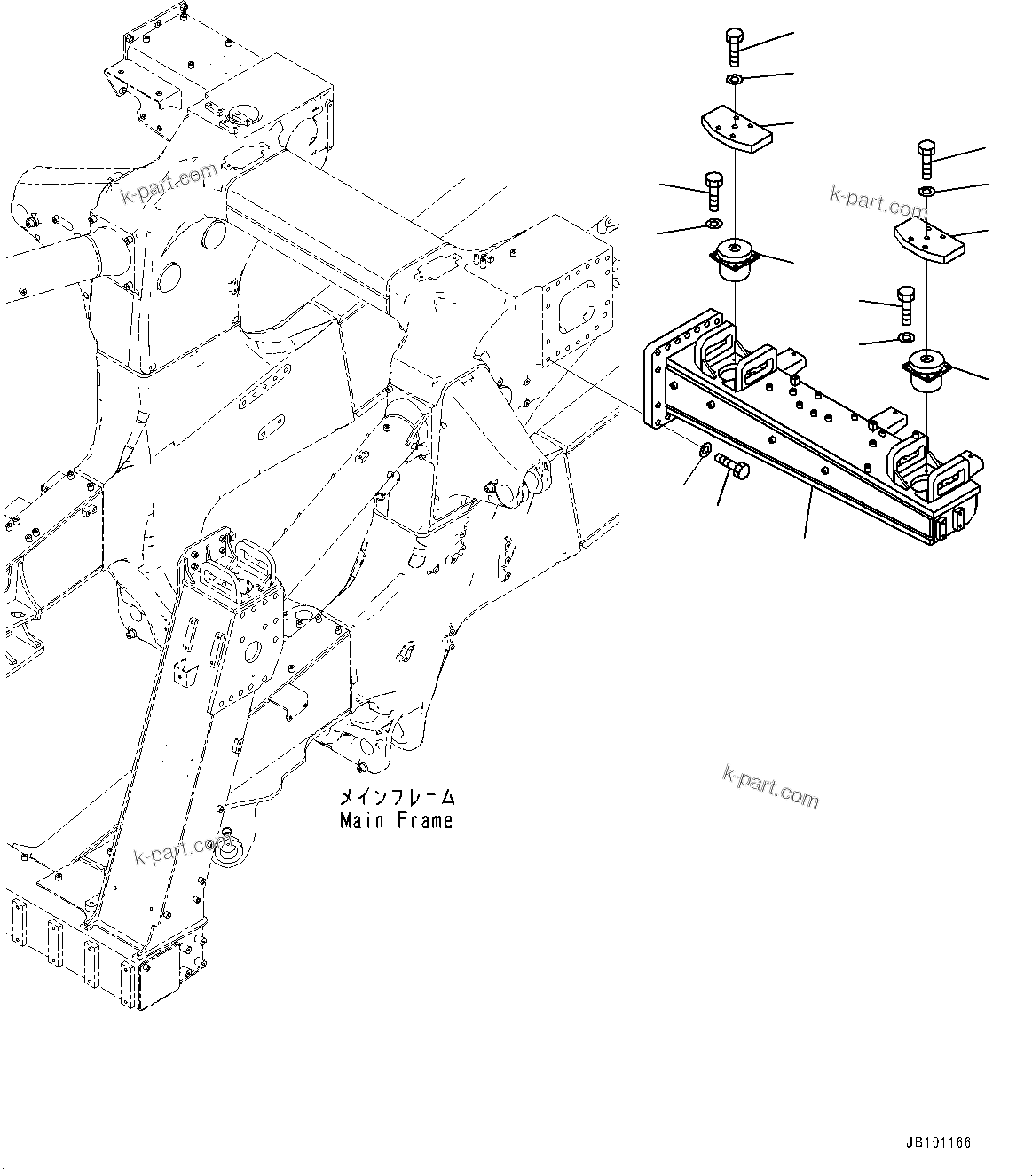 Komatsu parts book diagram for HD785-8E0 S/N 55001-UP: REAR SUPPORT, SUPPORT(#55001-55105)