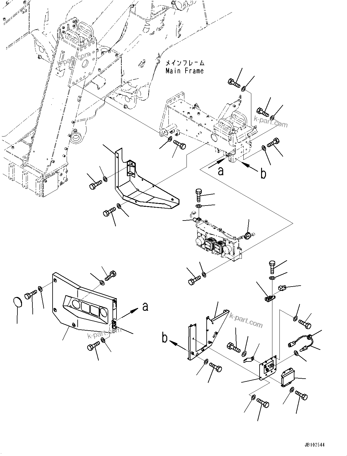 Komatsu parts book diagram for HD785-8E0 S/N 55001-UP: FRONT SUPPORT, GUARD MOUNTING (1/2)(#55001-)