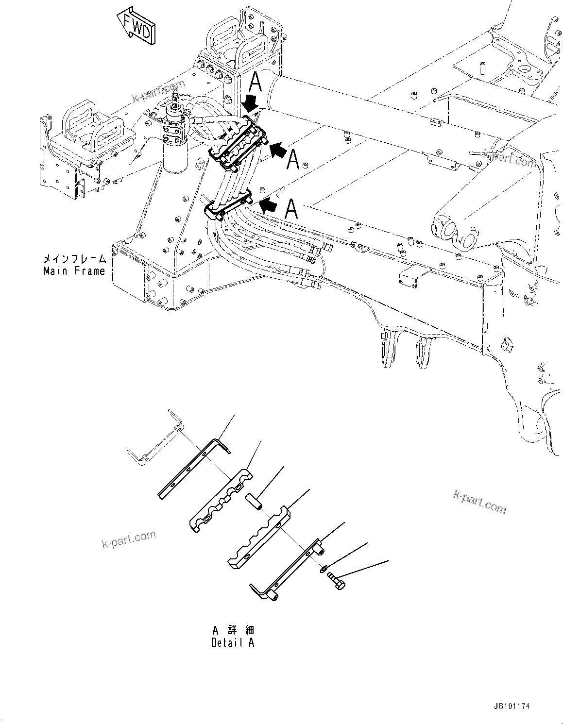 Komatsu parts book diagram for HD785-8E0 S/N 55001-UP: FRONT SUPPORT, CLAMP(#55001-)