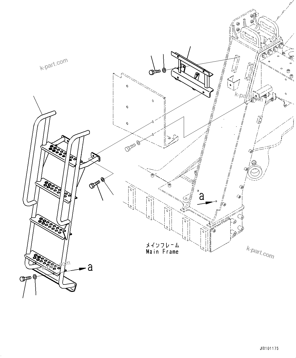 Komatsu parts book diagram for HD785-8E0 S/N 55001-UP: FRONT SUPPORT, LADDER(#55001-)
