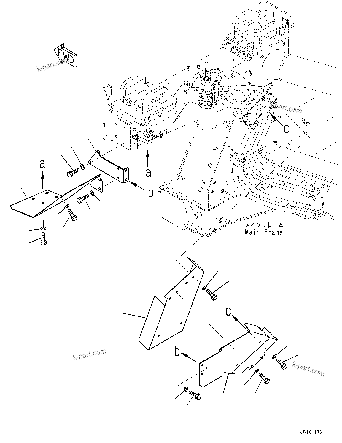 Komatsu parts book diagram for HD785-8E0 S/N 55001-UP: FRONT SUPPORT, COVER(#55001-)