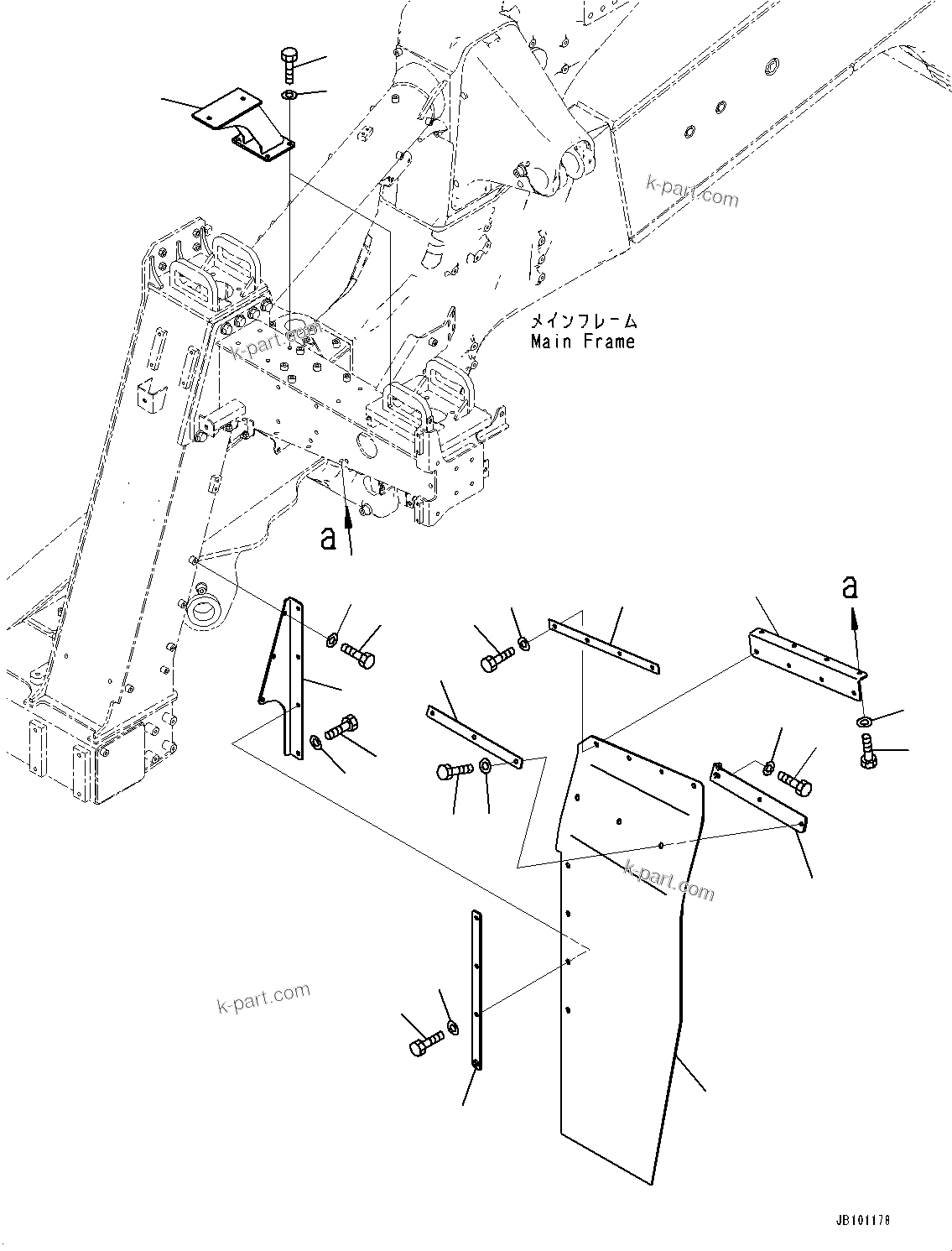 Komatsu parts book diagram for HD785-8E0 S/N 55001-UP: FRONT SUPPORT, FENDER COVER L.H.(#55001-)