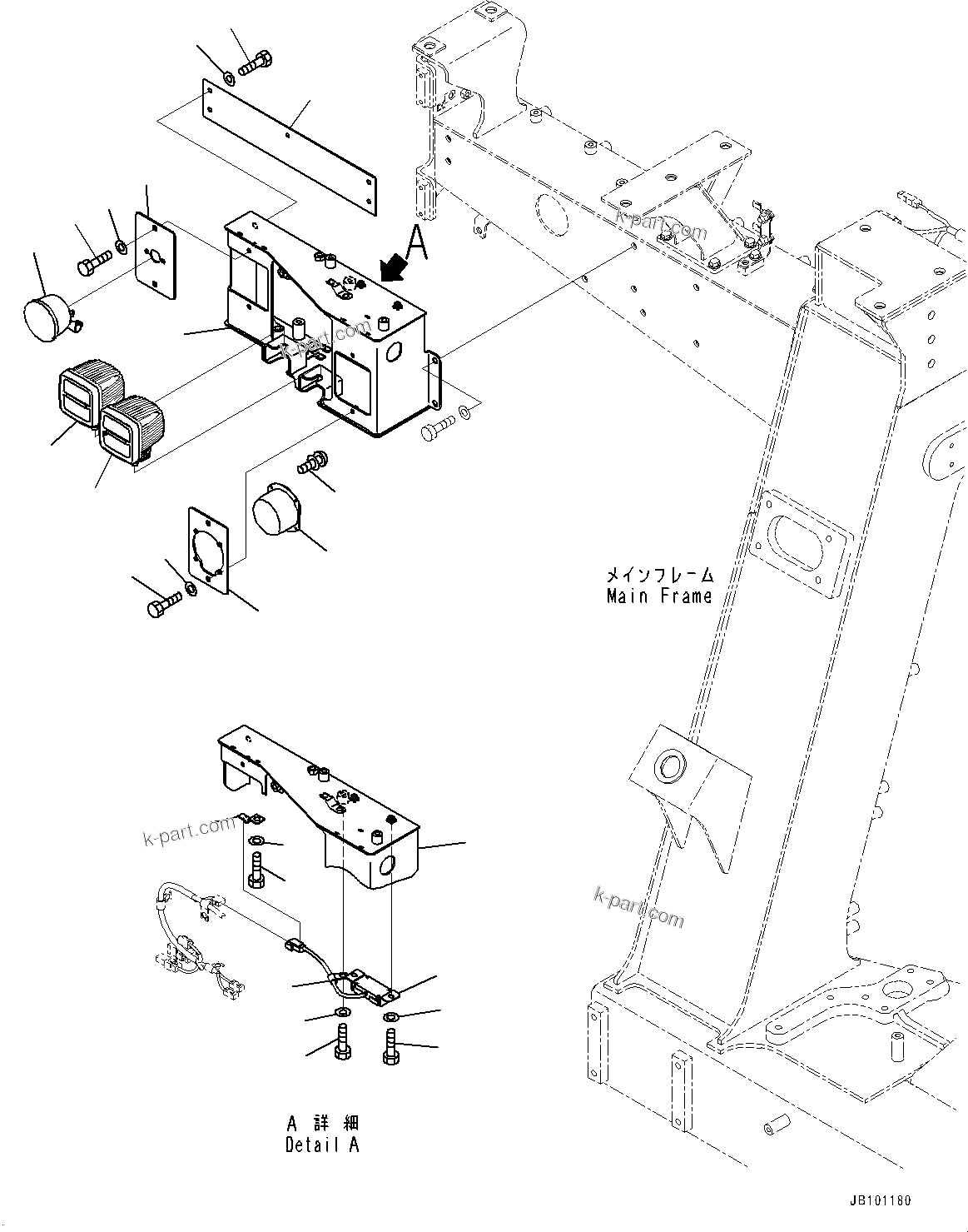 Komatsu parts book diagram for HD785-8E0 S/N 55001-UP: FRONT SUPPORT, LAMP (2/2)(#55001-55023)