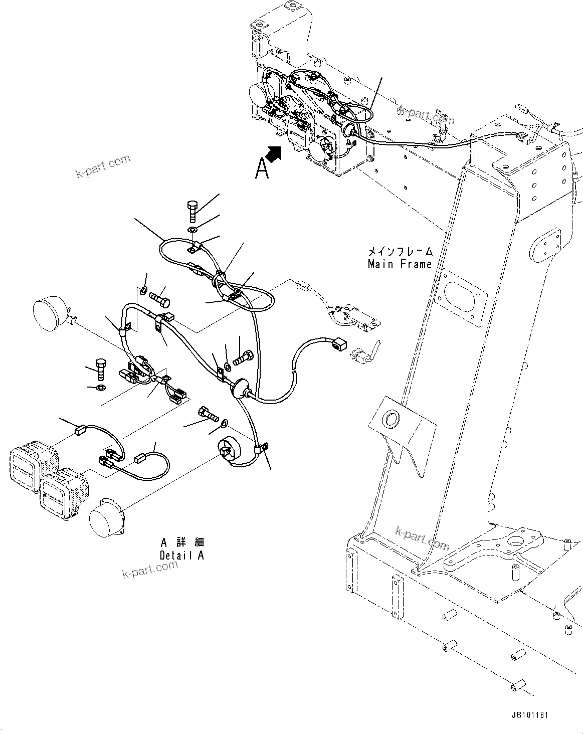 Komatsu parts book diagram for HD785-8E0 S/N 55001-UP: FRONT SUPPORT, WIRING HARNESS (2/2)(#55001-)