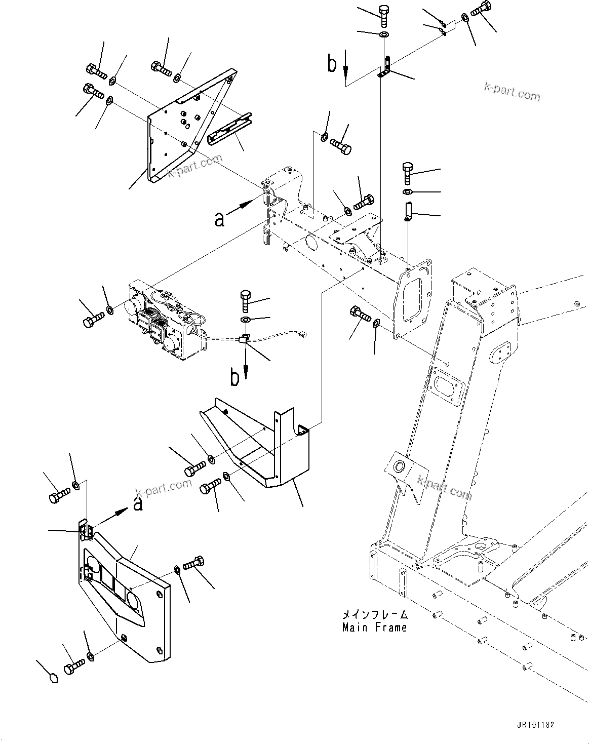 Komatsu parts book diagram for HD785-8E0 S/N 55001-UP: FRONT SUPPORT, GUARD MOUNTING (2/2)(#55001-55023)