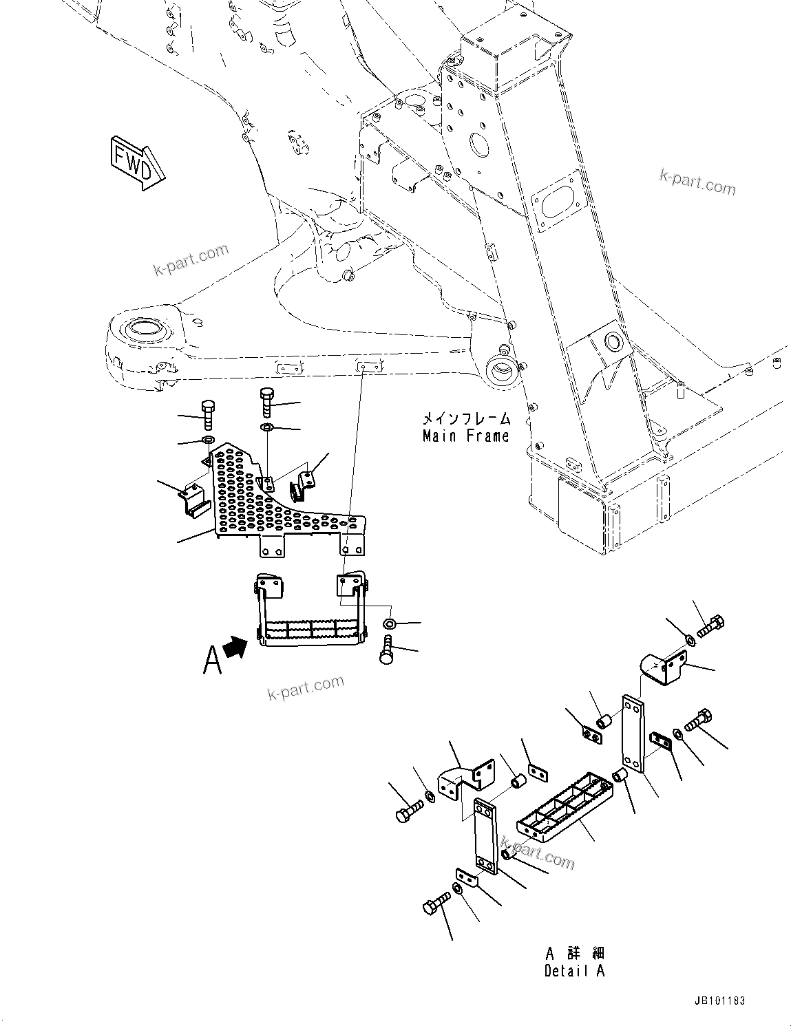 Komatsu parts book diagram for HD785-8E0 S/N 55001-UP: FRONT SUPPORT, STEP (2/2)(#55001-55109)