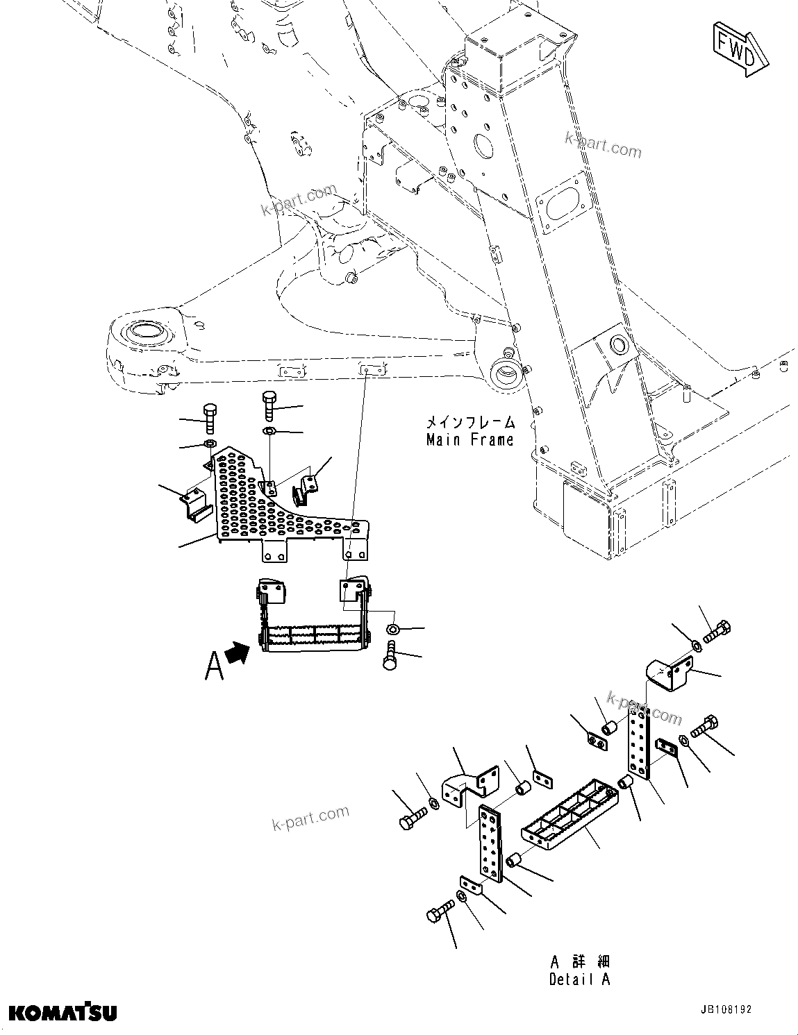 Komatsu parts book diagram for HD785-8E0 S/N 55001-UP: FRONT SUPPORT, STEP (2/2)(#55110-)