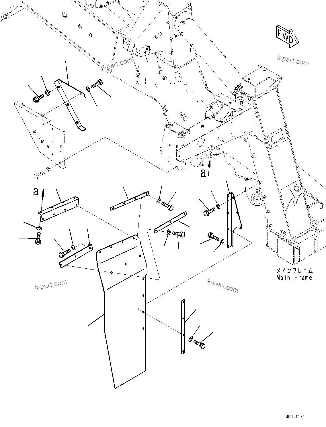 Komatsu parts book diagram for HD785-8E0 S/N 55001-UP: FRONT SUPPORT, FENDER COVER R.H.(#55001-)