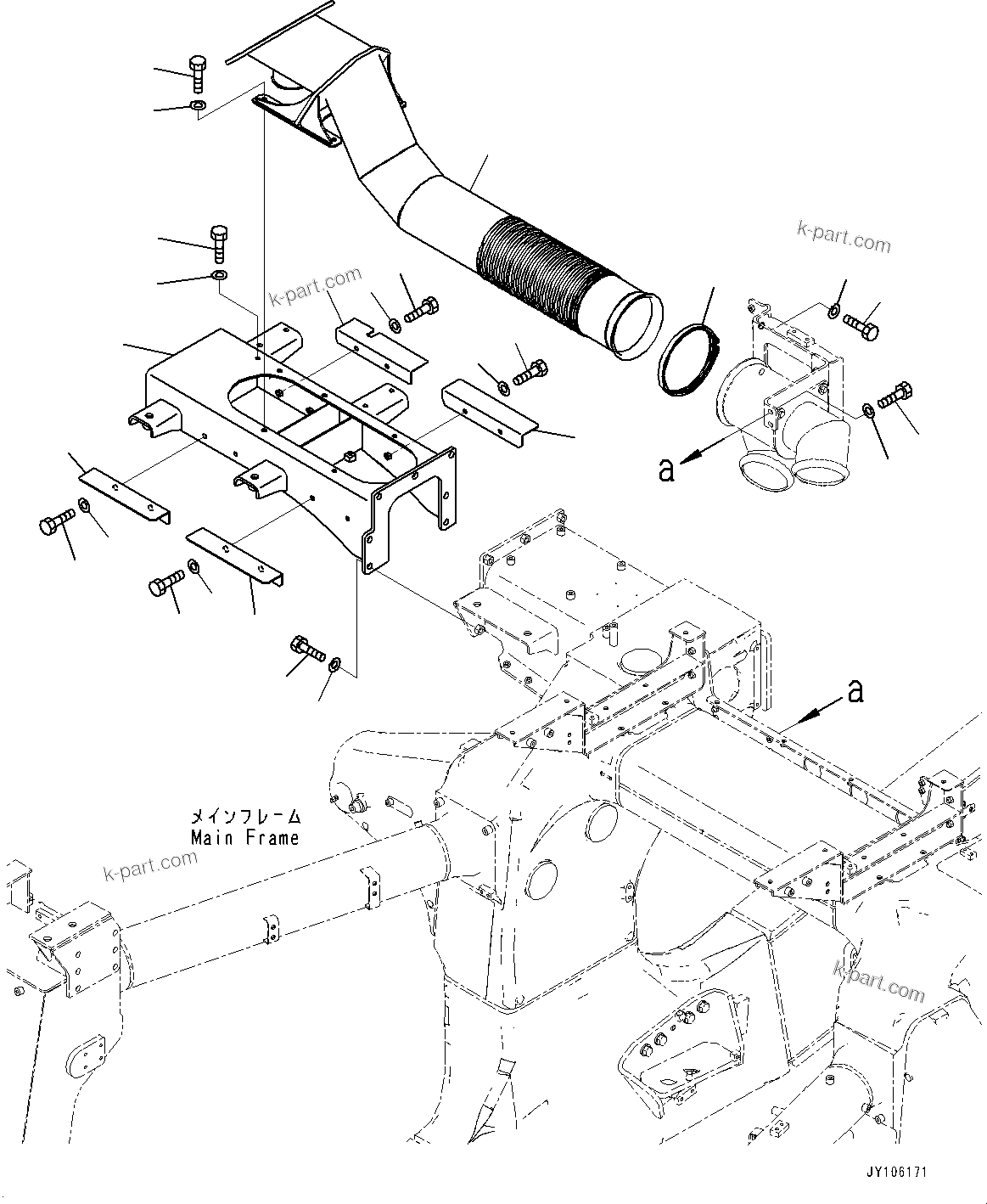 Komatsu parts book diagram for HD785-8E0 S/N 55001-UP: EXHAUST PIPING, TUBE (2/2)(#55001-)