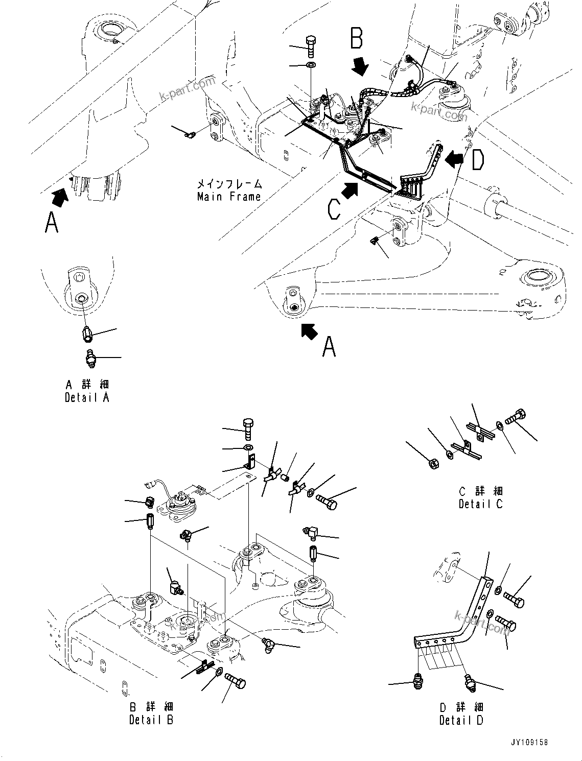 Komatsu parts book diagram for HD785-8E0 S/N 55001-UP: STEERING LINKAGE, LUBRICATION PIPING(#55118-)