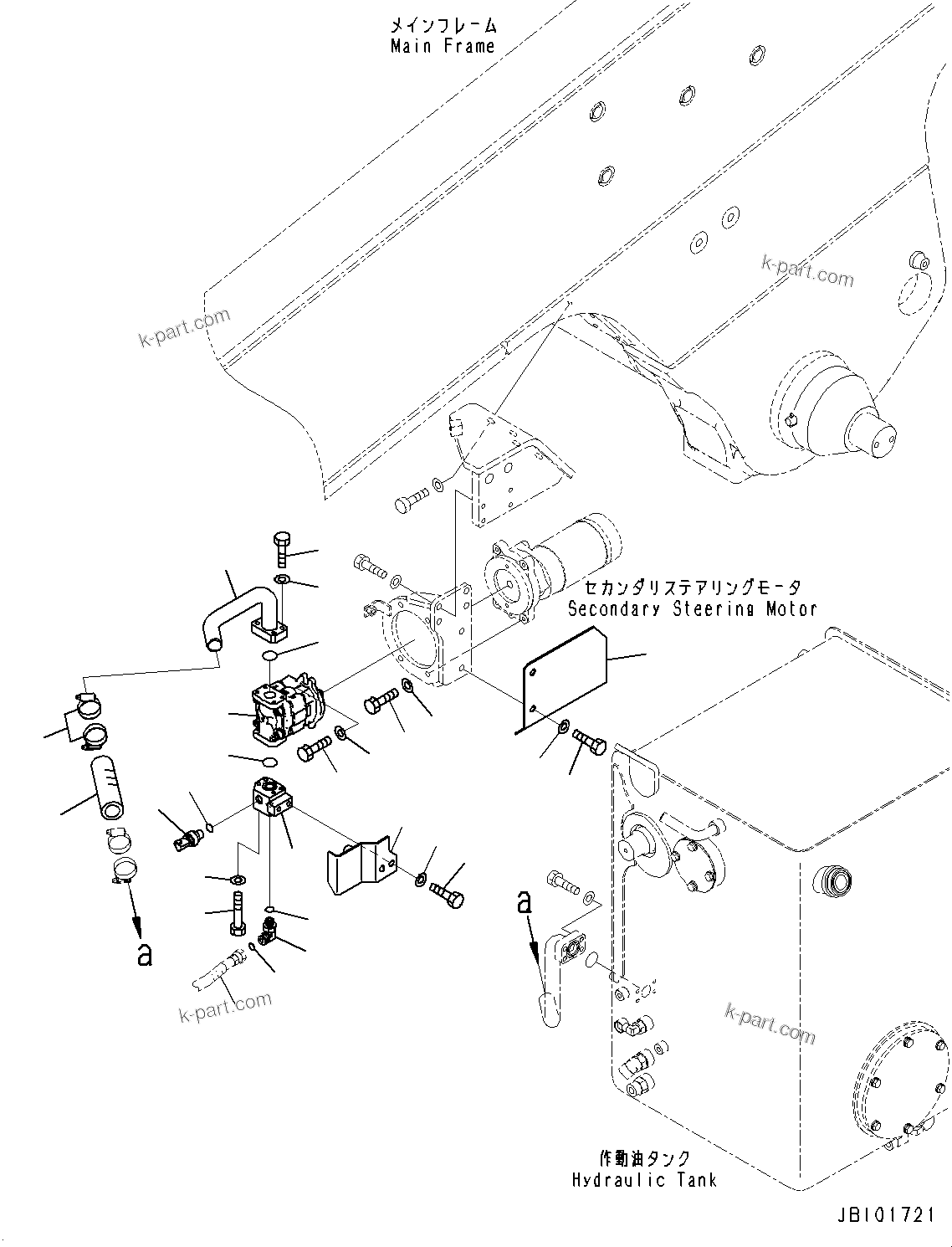 Komatsu parts book diagram for HD785-8E0 S/N 55001-UP: EMERGENCY STEERING PIPING FLOW CONTROL SWITCH, GEAR PUMP(#55001-)