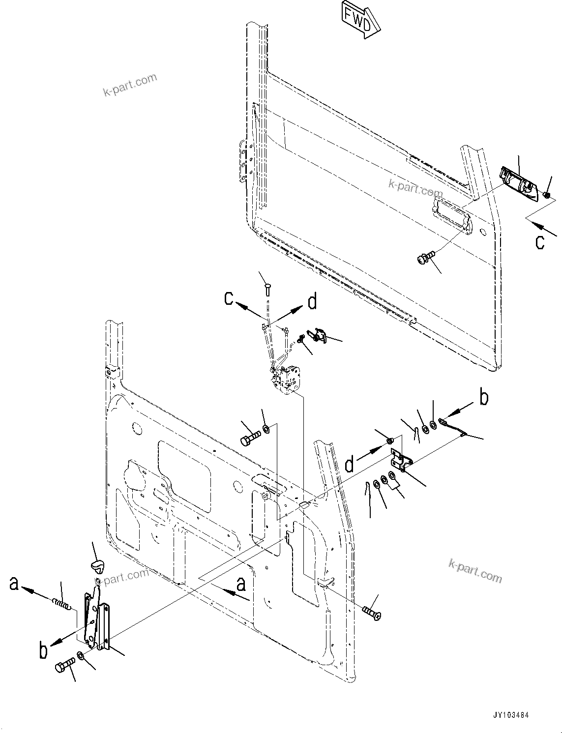 Komatsu parts book diagram for HD785-8E0 S/N 55001-UP: CAB, DOOR LOCK, L.H.(#55001-)