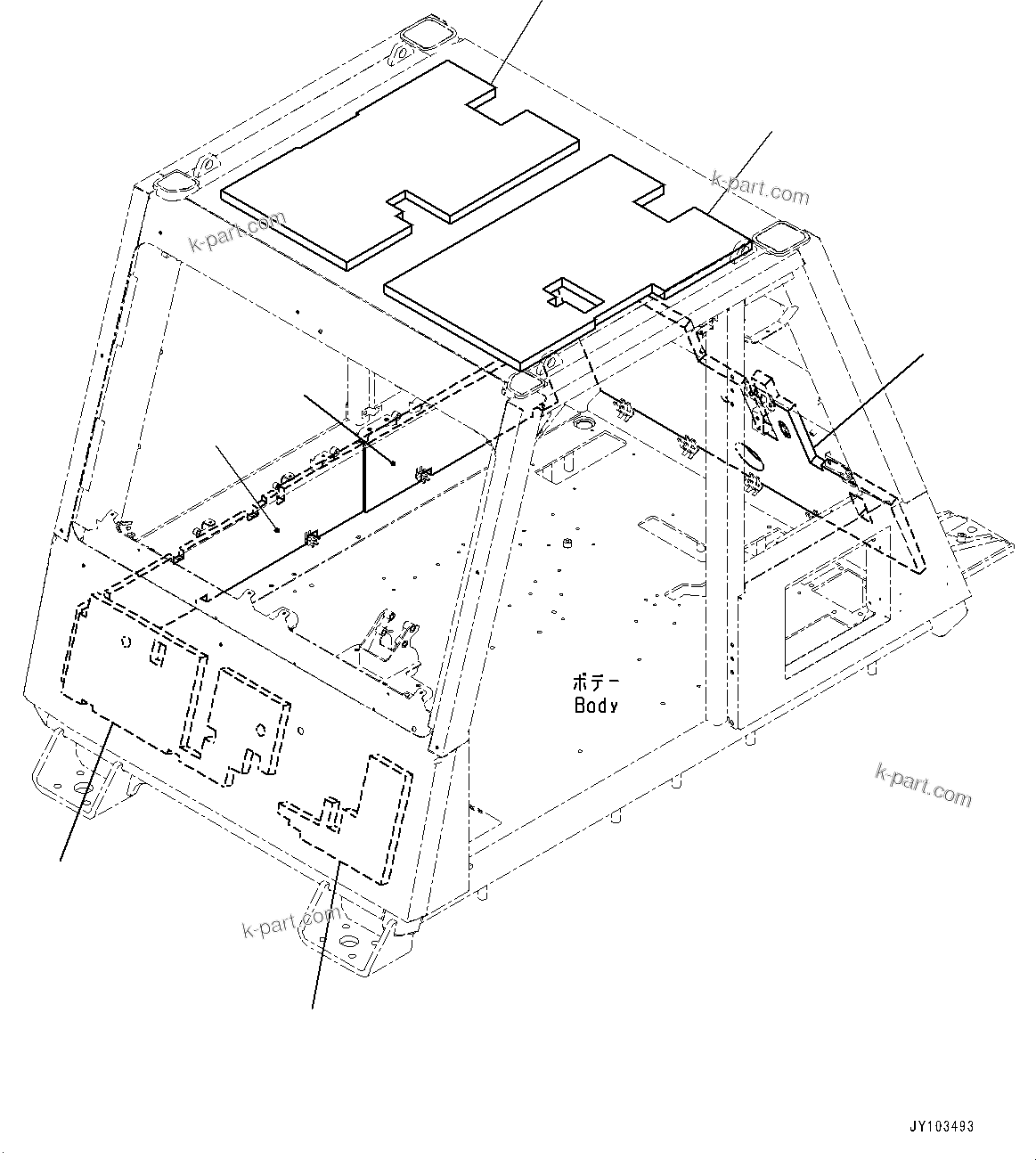 Komatsu parts book diagram for HD785-8E0 S/N 55001-UP: CAB, SHEET(#55001-)