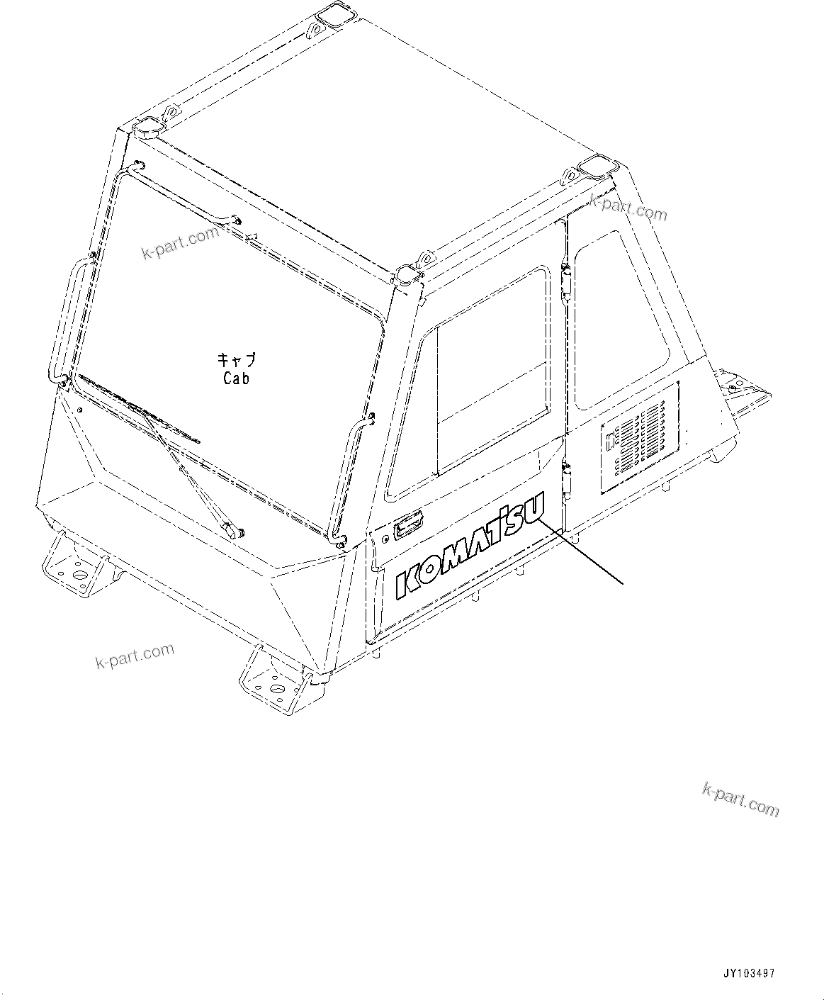 Komatsu parts book diagram for HD785-8E0 S/N 55001-UP: CAB, KOMATSU MARK(#55001-)