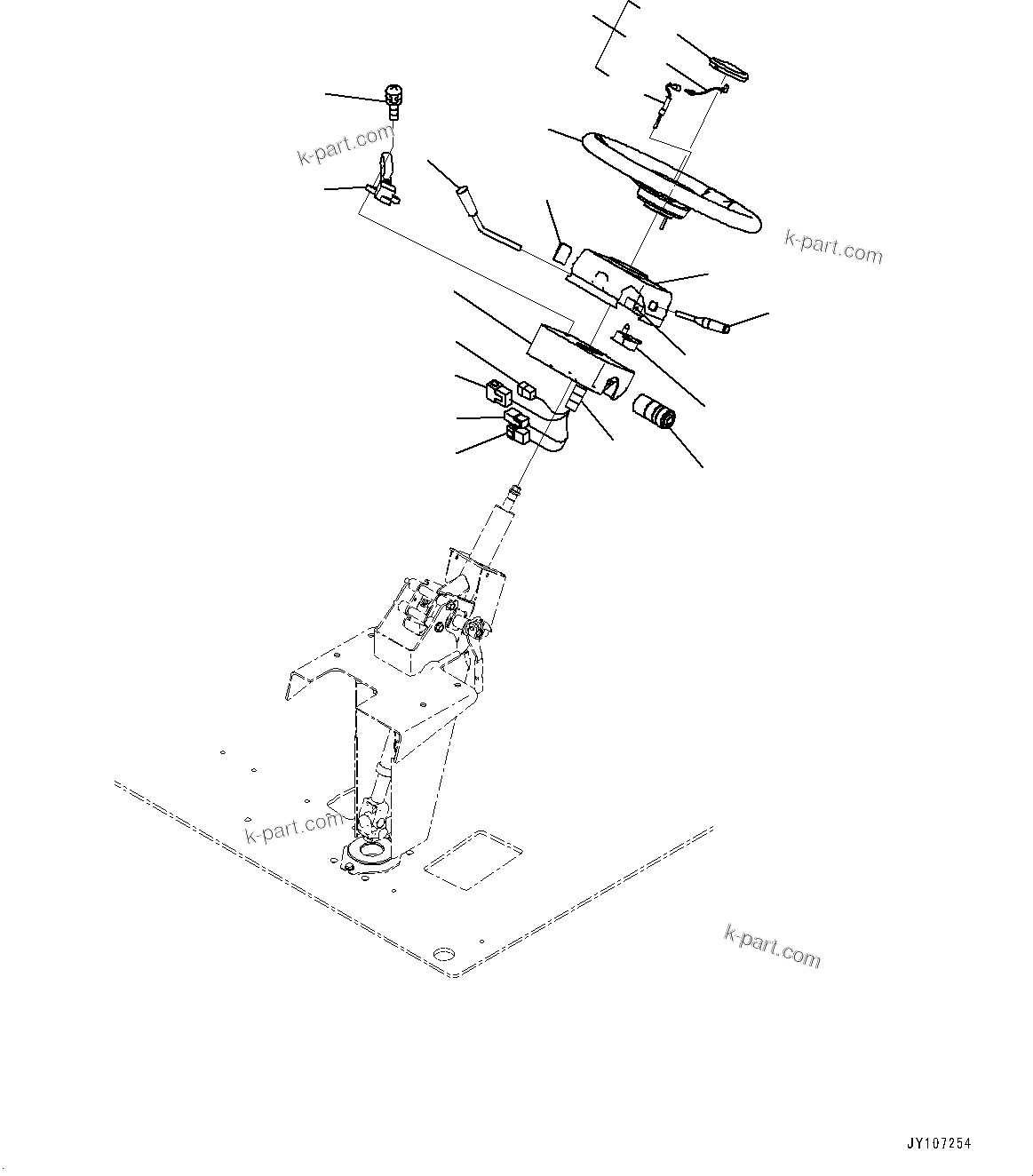 Komatsu parts book diagram for HD785-8E0 S/N 55001-UP: CAB, STEERING WHEEL AND SWITCH(#55001-)