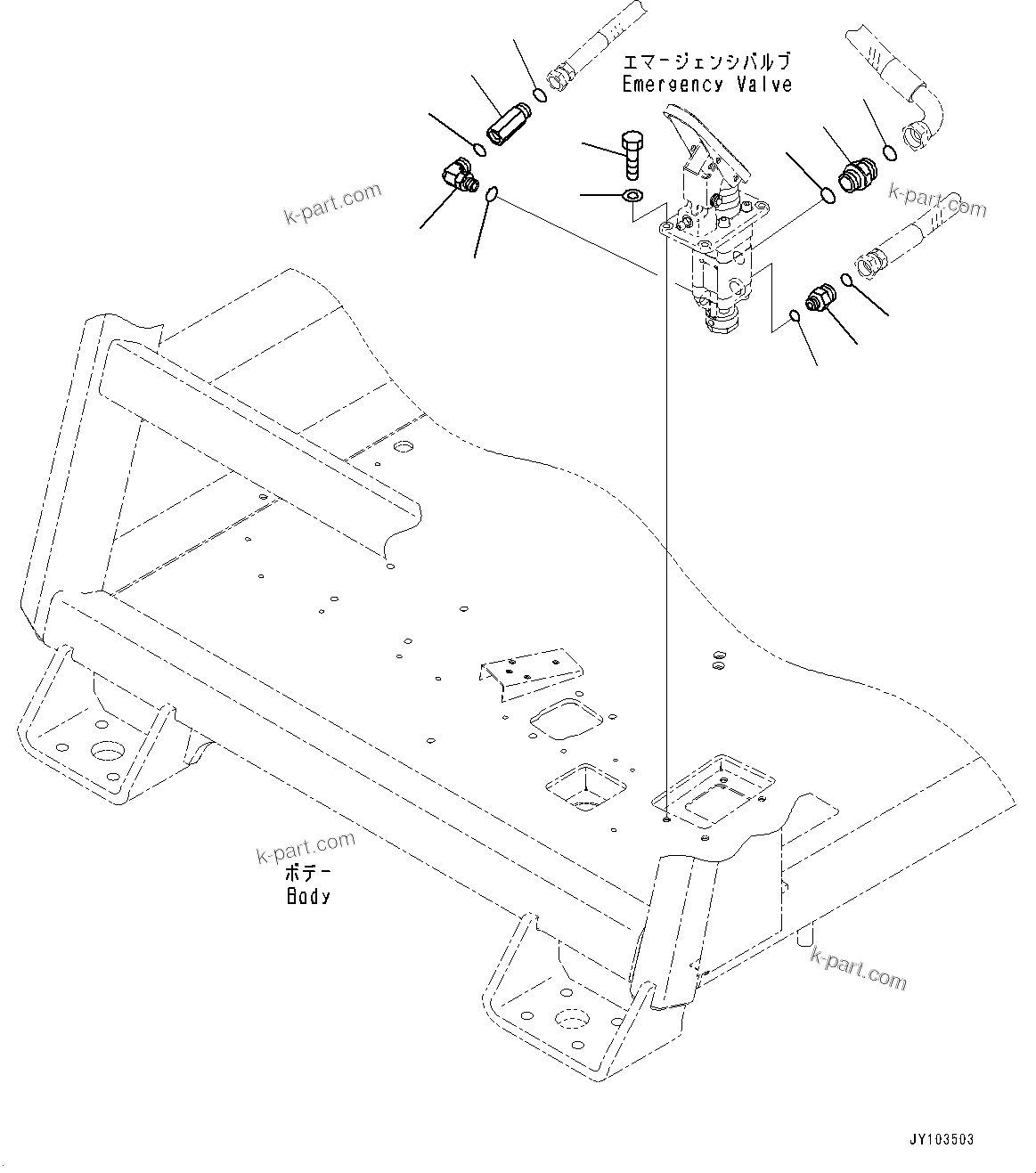 Komatsu parts book diagram for HD785-8E0 S/N 55001-UP: CAB, SECONDARY BRAKE VALVE RELATED PARTS(#55001-)