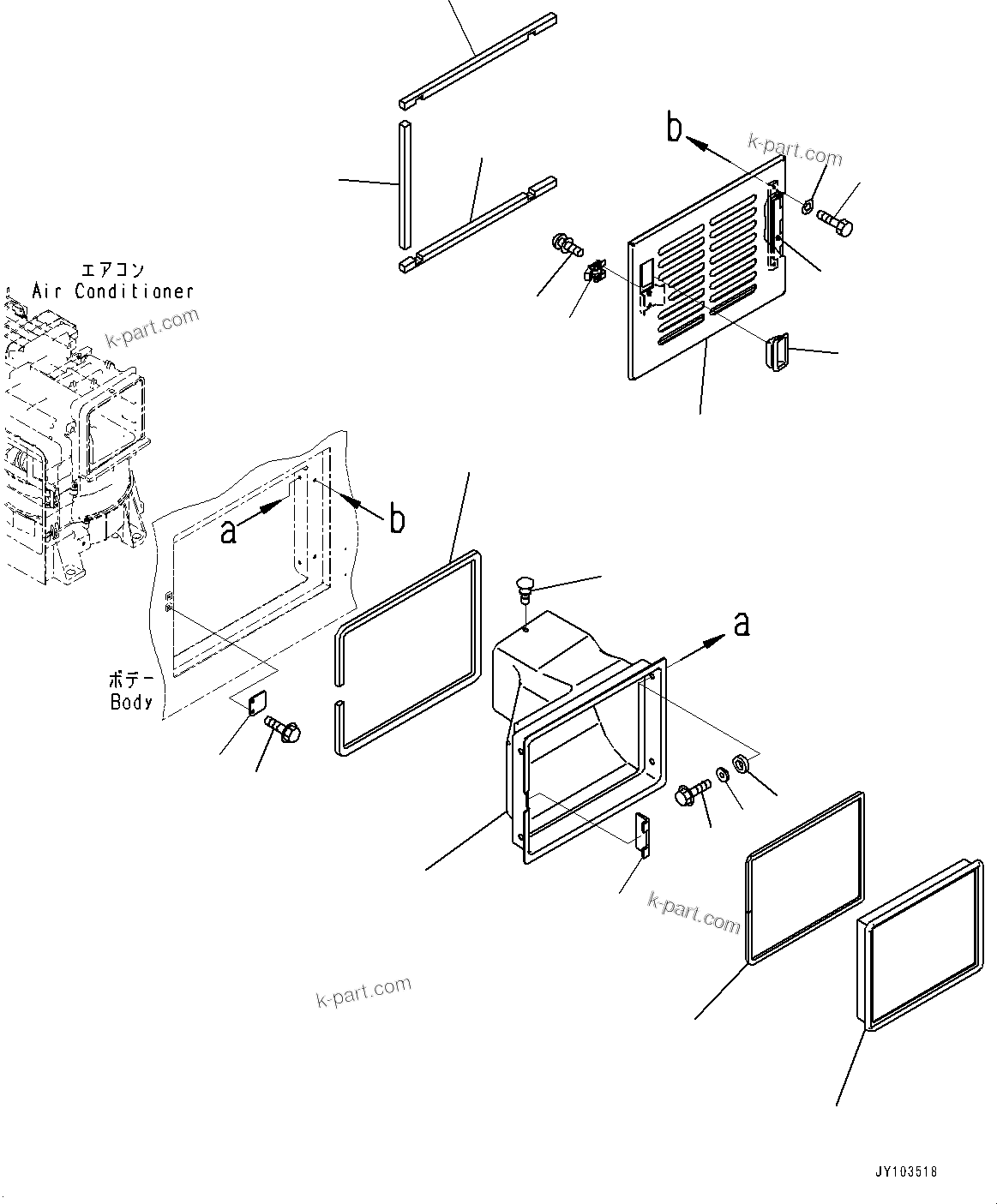 Komatsu parts book diagram for HD785-8E0 S/N 55001-UP: CAB, AIR CONDITIONER FRESH AIR FILTER(#55001-)