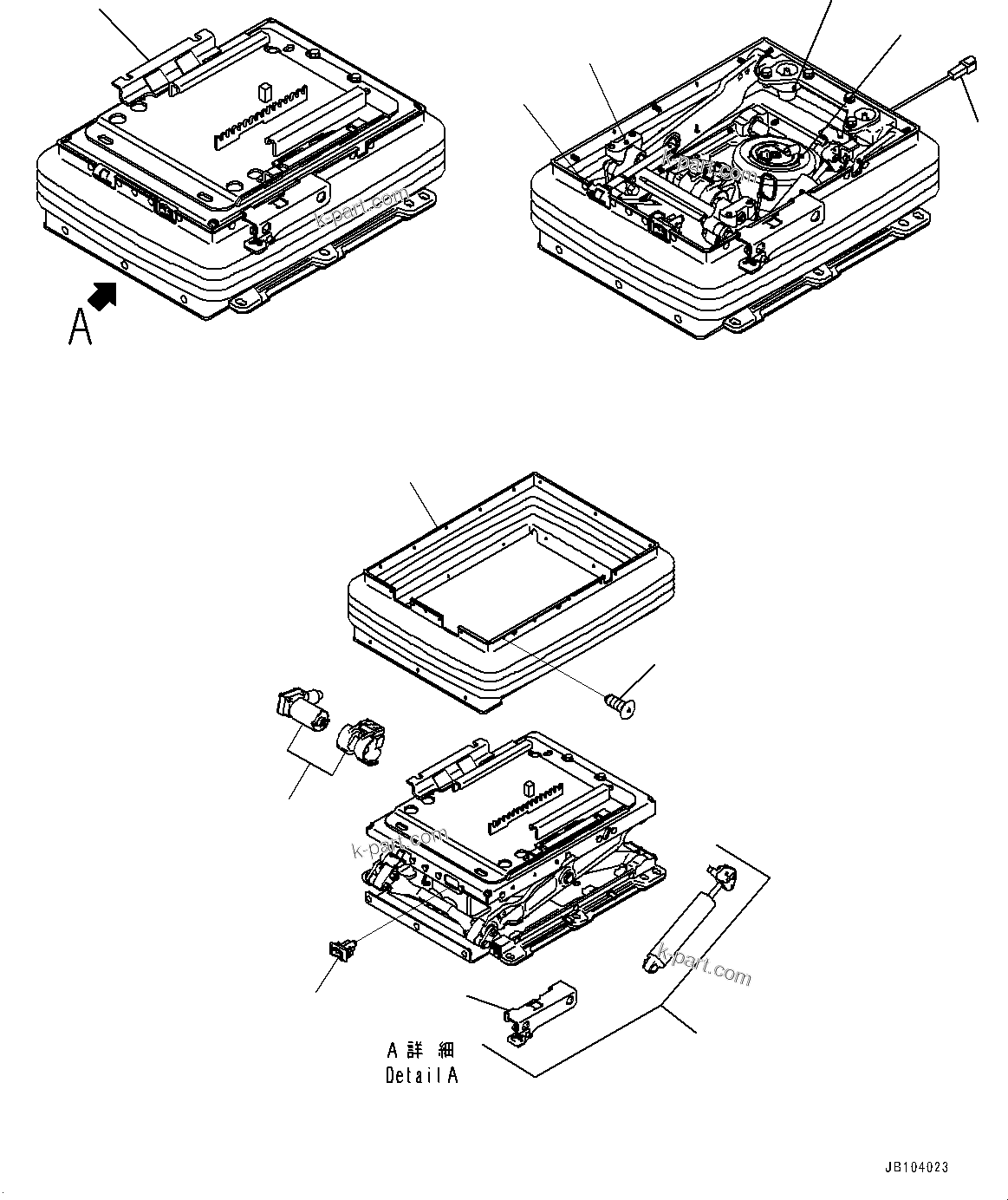 Komatsu parts book diagram for HD785-8E0 S/N 55001-UP: CAB, INNER PARTS, OPERATOR'S SEAT (2/2)(#55001-)