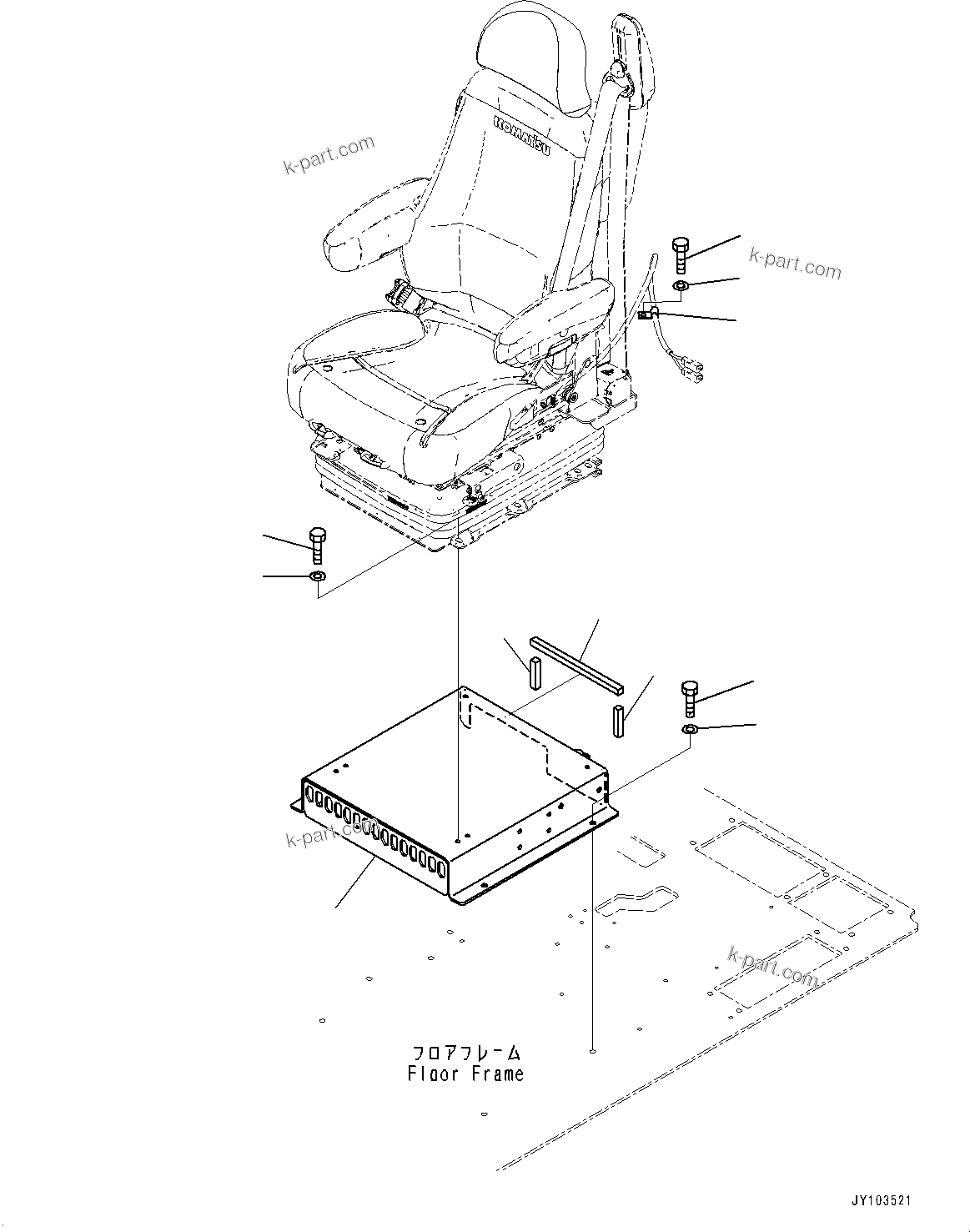 Komatsu parts book diagram for HD785-8E0 S/N 55001-UP: CAB, OPERATOR'S SEAT MOUNTING(#55001-)