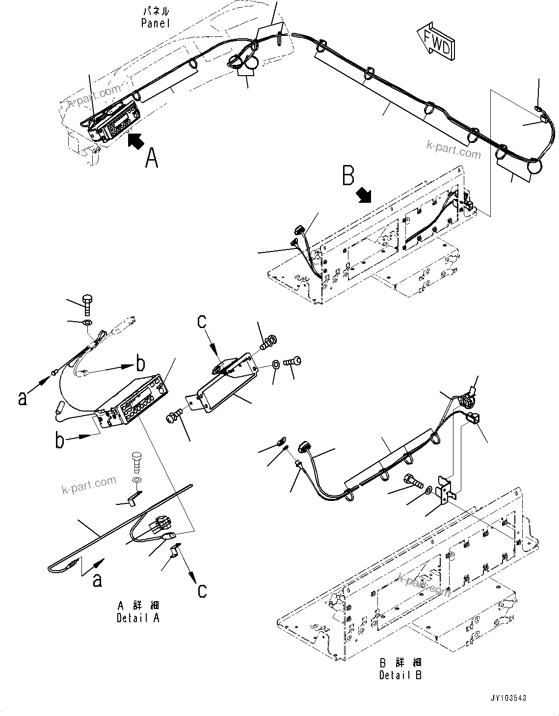 Komatsu parts book diagram for HD785-8E0 S/N 55001-UP: CAB, RADIO(#55001-)