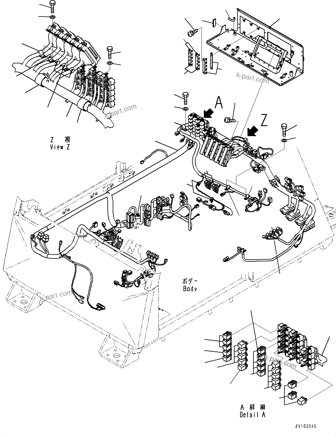 Komatsu parts book diagram for HD785-8E0 S/N 55001-UP: CAB, CAB WIRING HARNESS(#55001-)