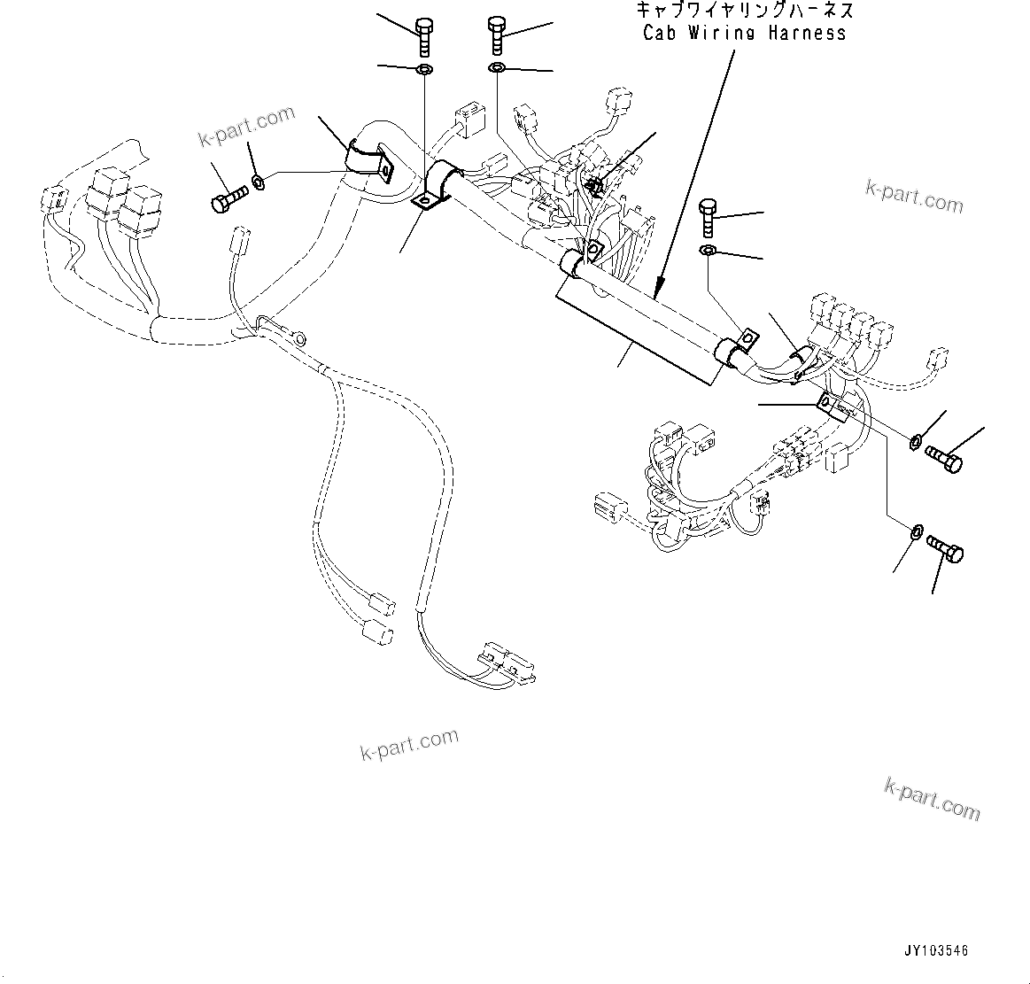 Komatsu parts book diagram for HD785-8E0 S/N 55001-UP: CAB, WIRING HARNESS MOUNTING (3/3)(#55001-)