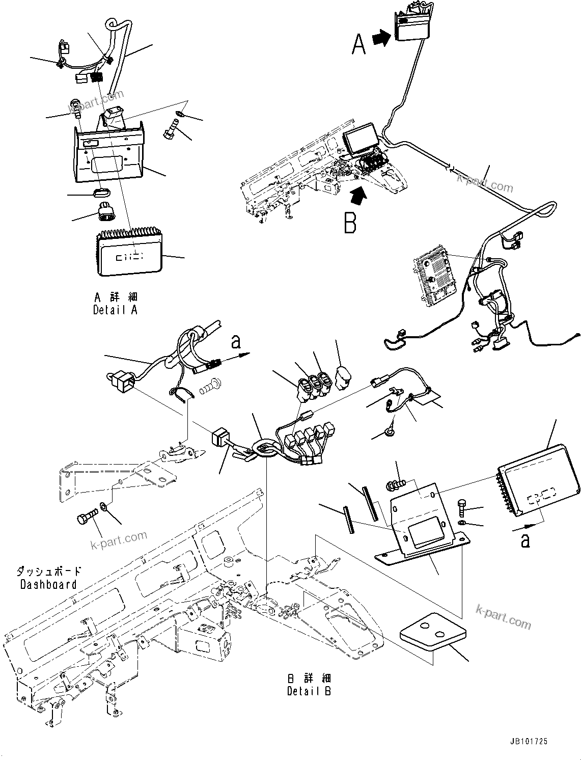 Komatsu parts book diagram for HD785-8E0 S/N 55001-UP: CAB, KOMVISION AND REARVIEW MONITOR(#55001-)