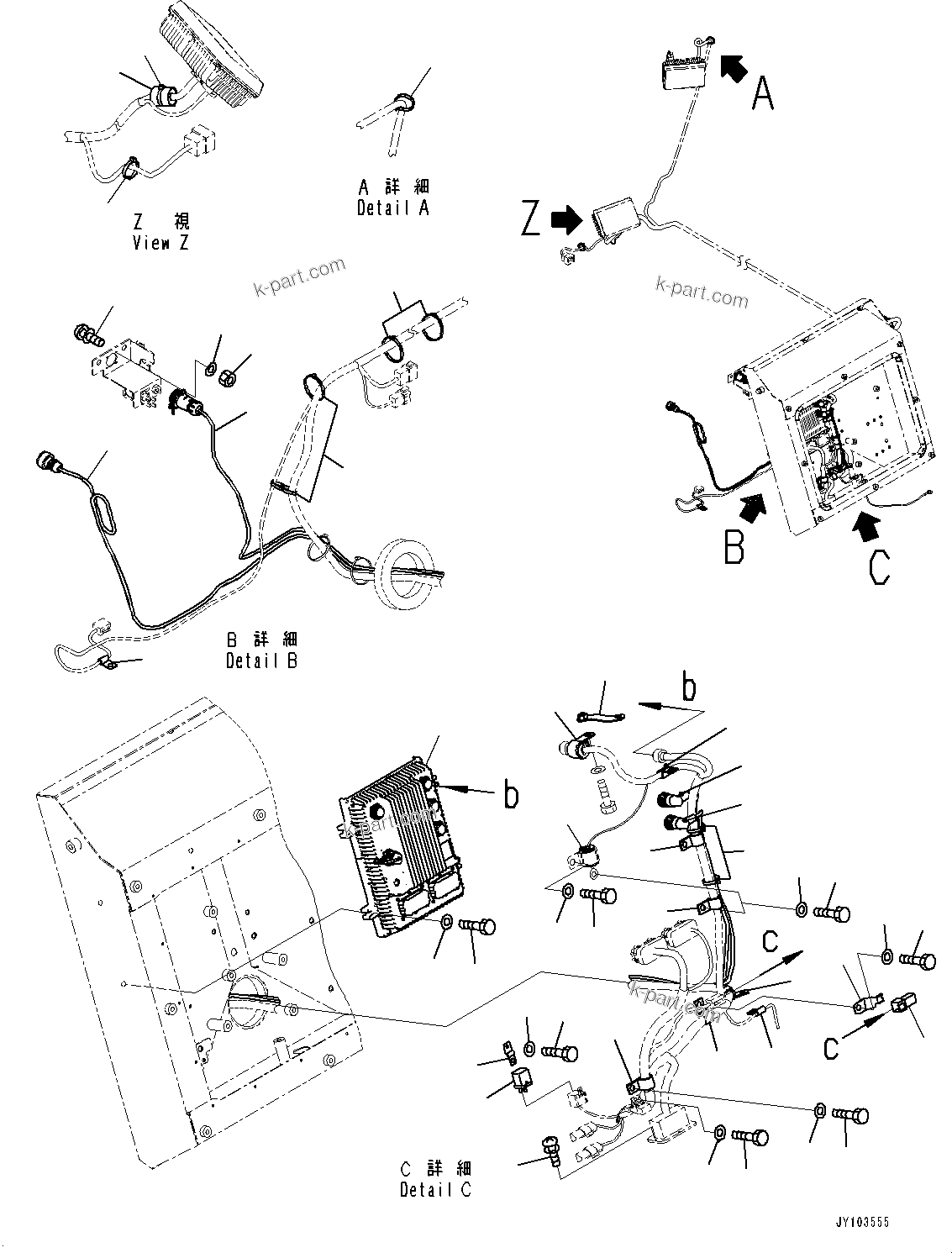 Komatsu parts book diagram for HD785-8E0 S/N 55001-UP: CAB, KOMVISION CONTROLLER(#55001-)