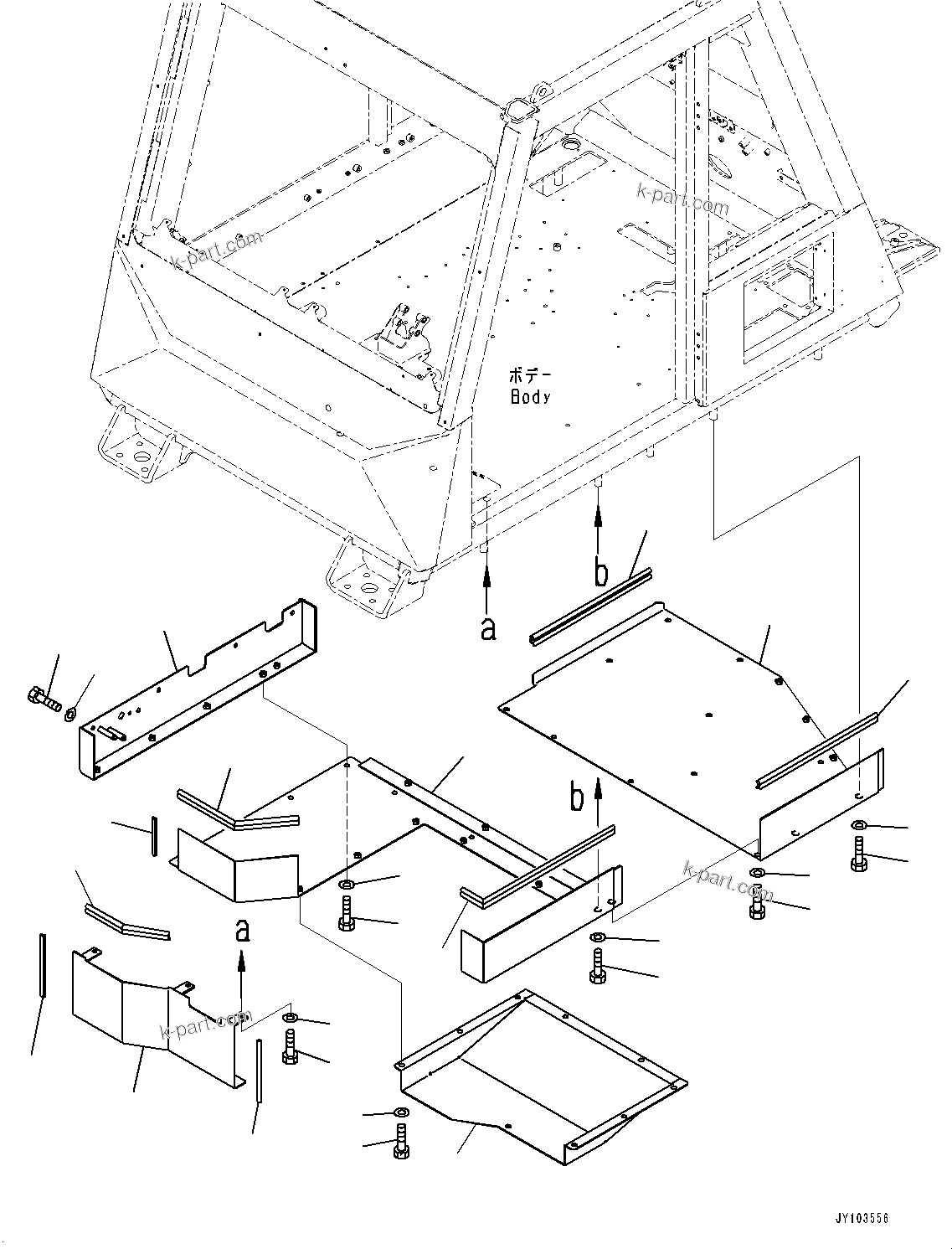 Komatsu parts book diagram for HD785-8E0 S/N 55001-UP: CAB, UNDER COVER(#55001-)