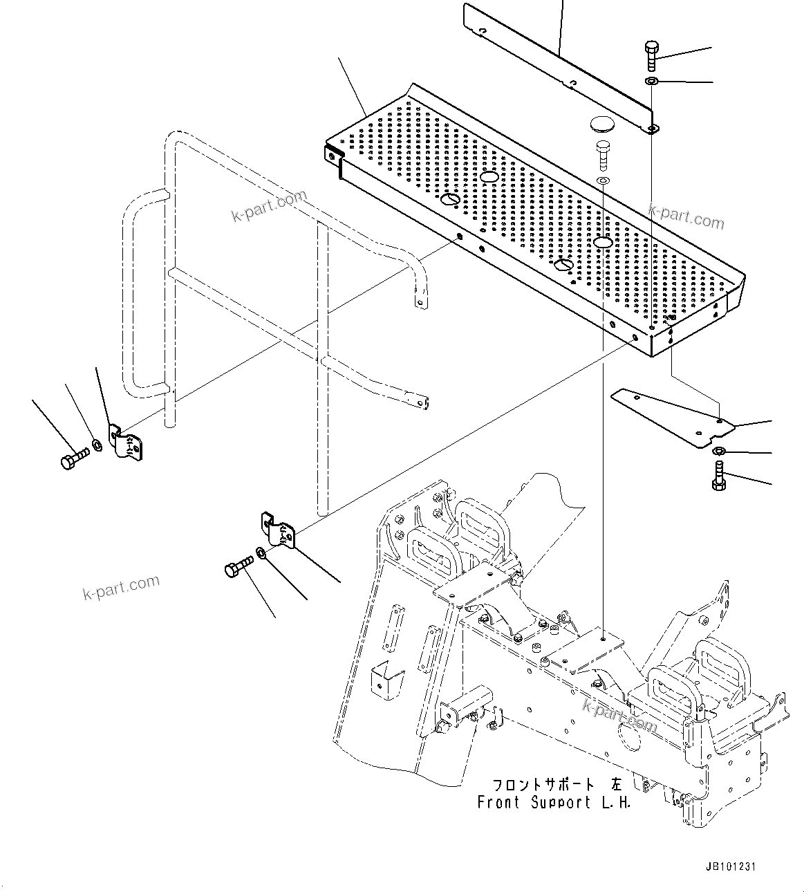 Komatsu parts book diagram for HD785-8E0 S/N 55001-UP: CAB STEP, FRONT STEP(#55001-)